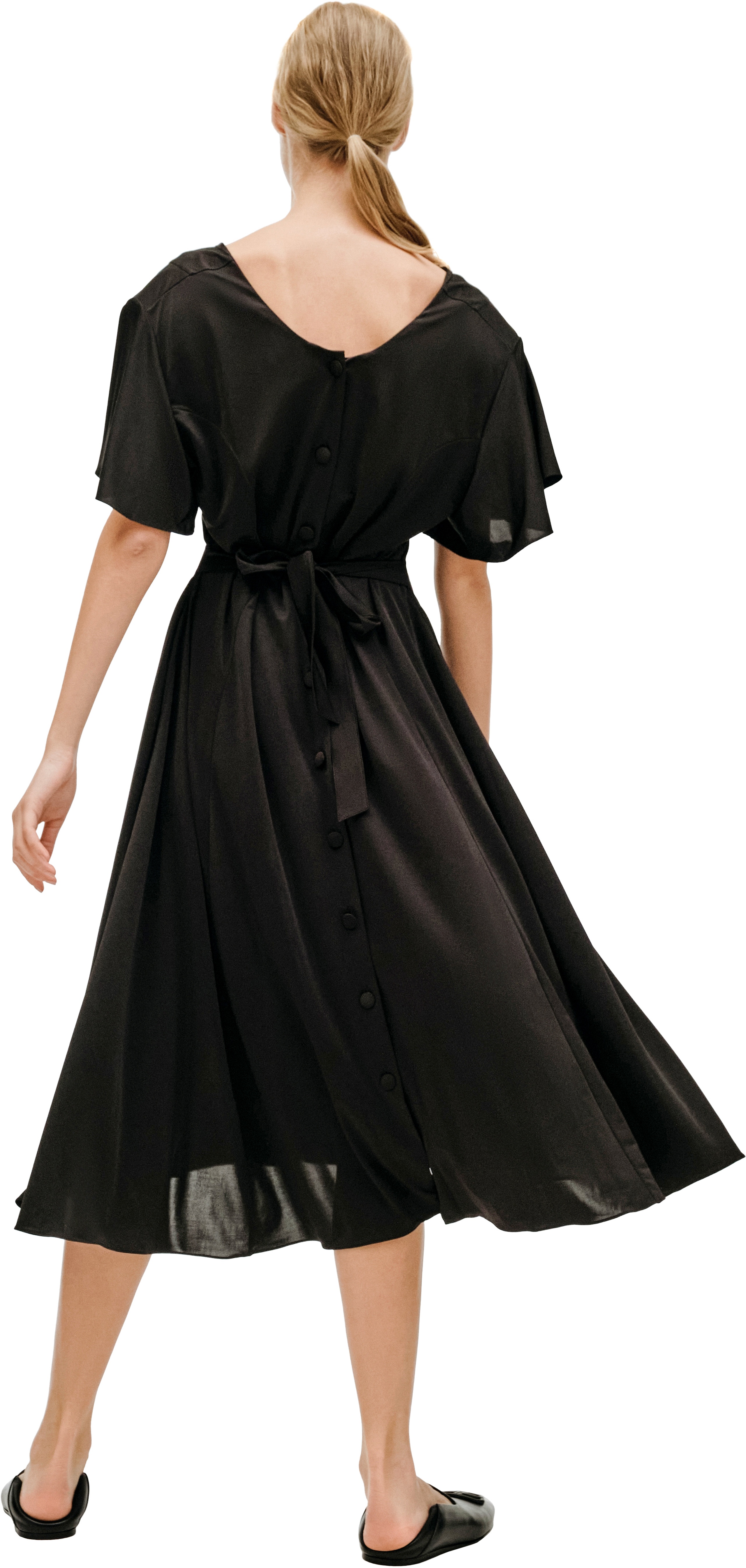 BLACK BUTTONED DRESS - 2