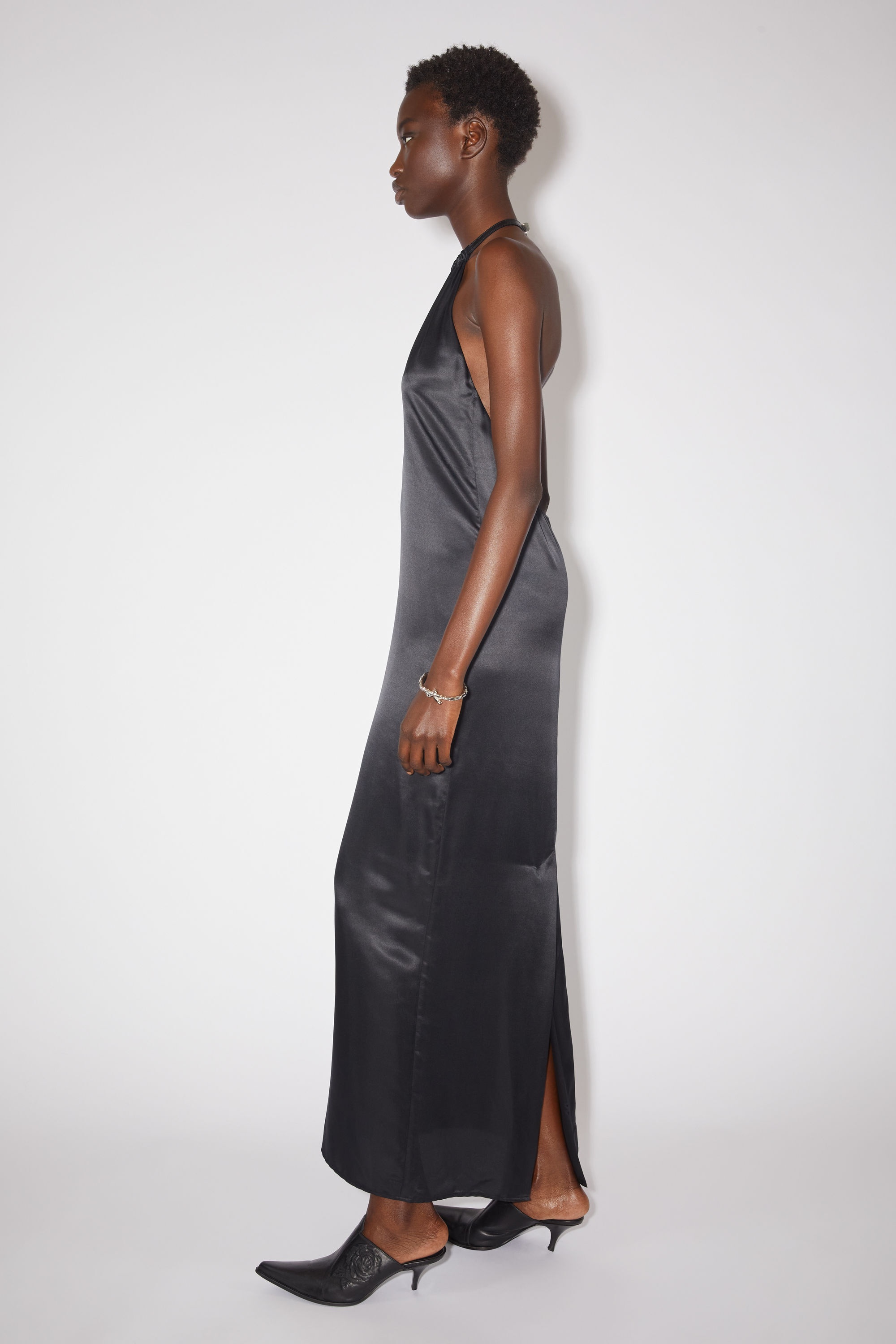 Satin dress - Black - 4