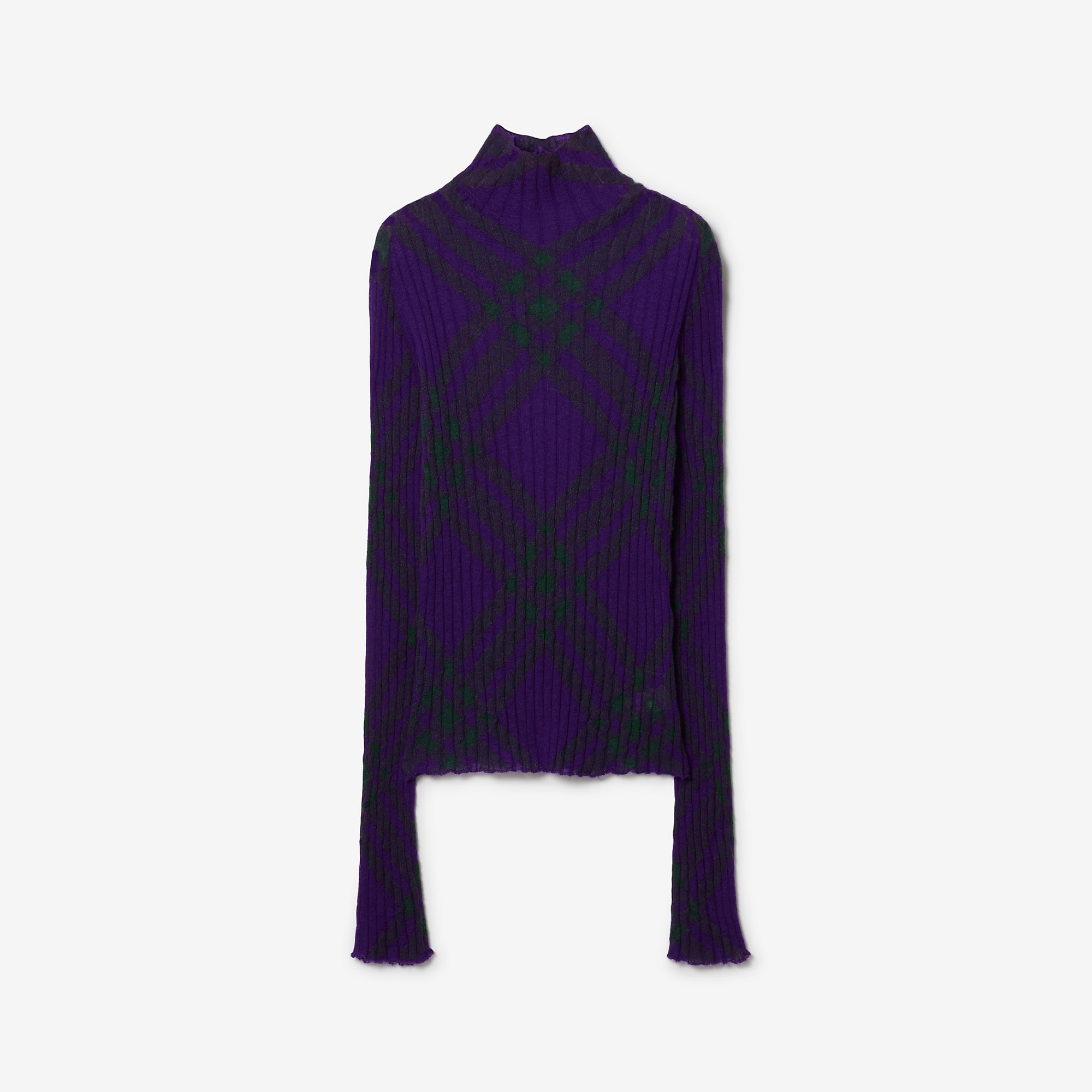 Check Mohair Blend Turtleneck Sweater - 1