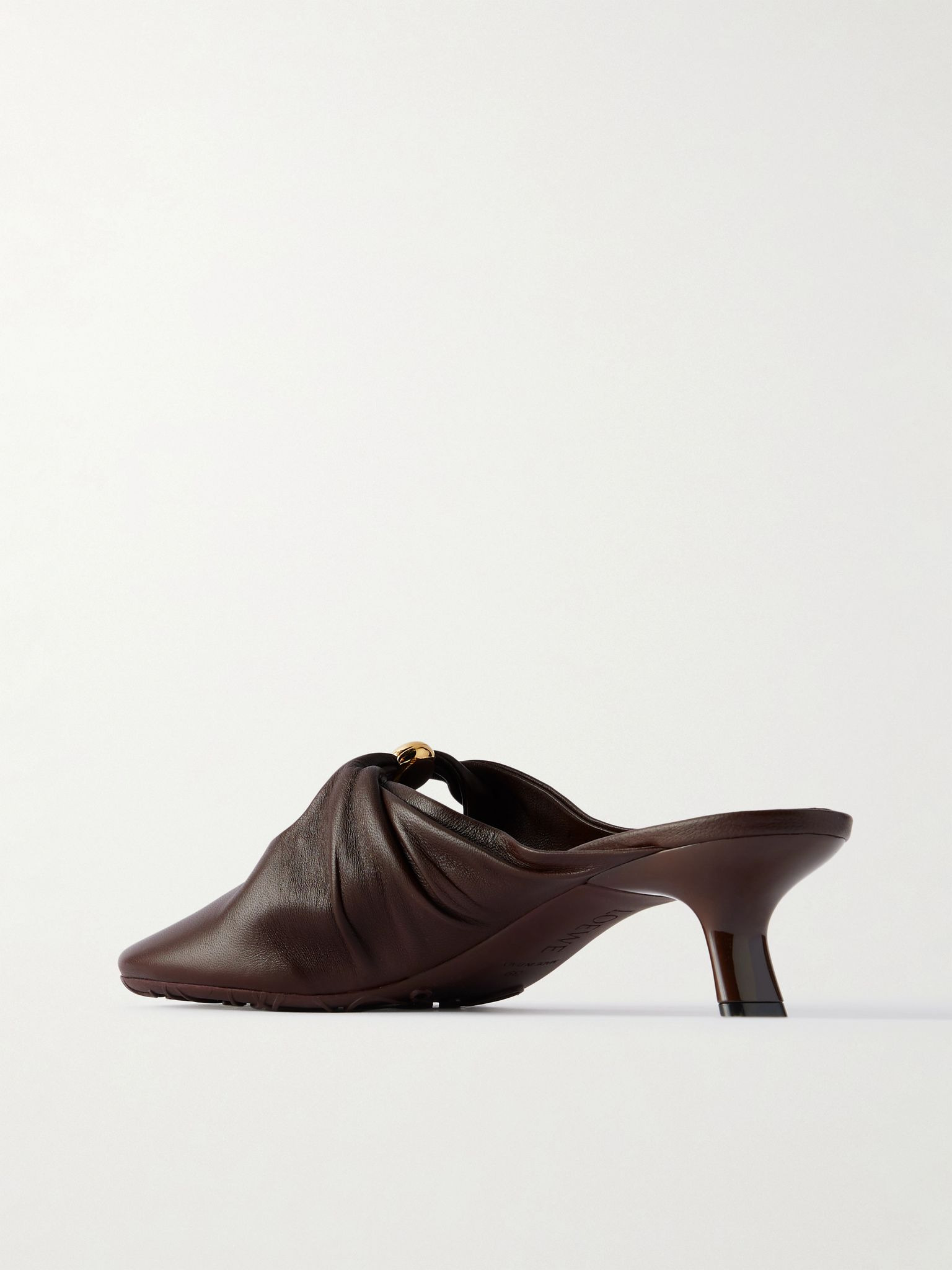 Pebble embellished cutout leather mules Brown - 3