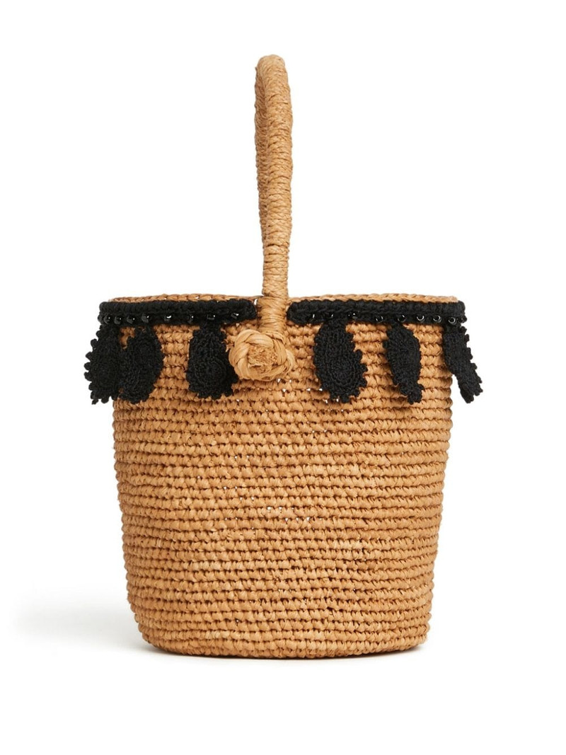 paisley-appliquÃ© raffia basket bag 5