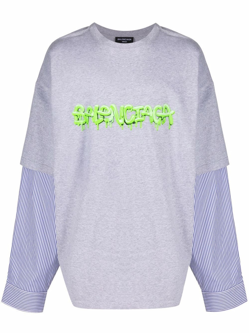 slime logo layered sleeve T-shirt - 1