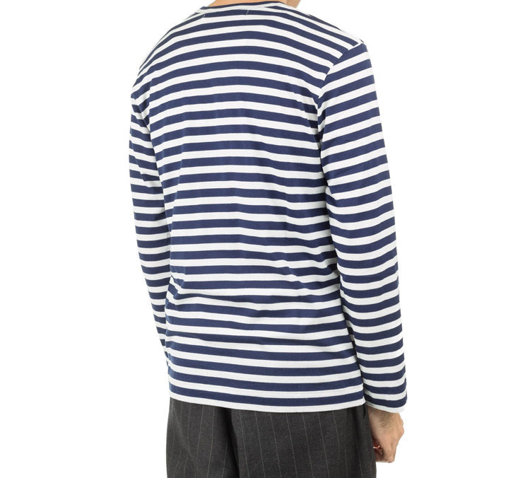 COMME des GARCONS PLAY Stripe Long Sleeves Tee 'Navy Blue White' AZ-T010-051-1 - 4