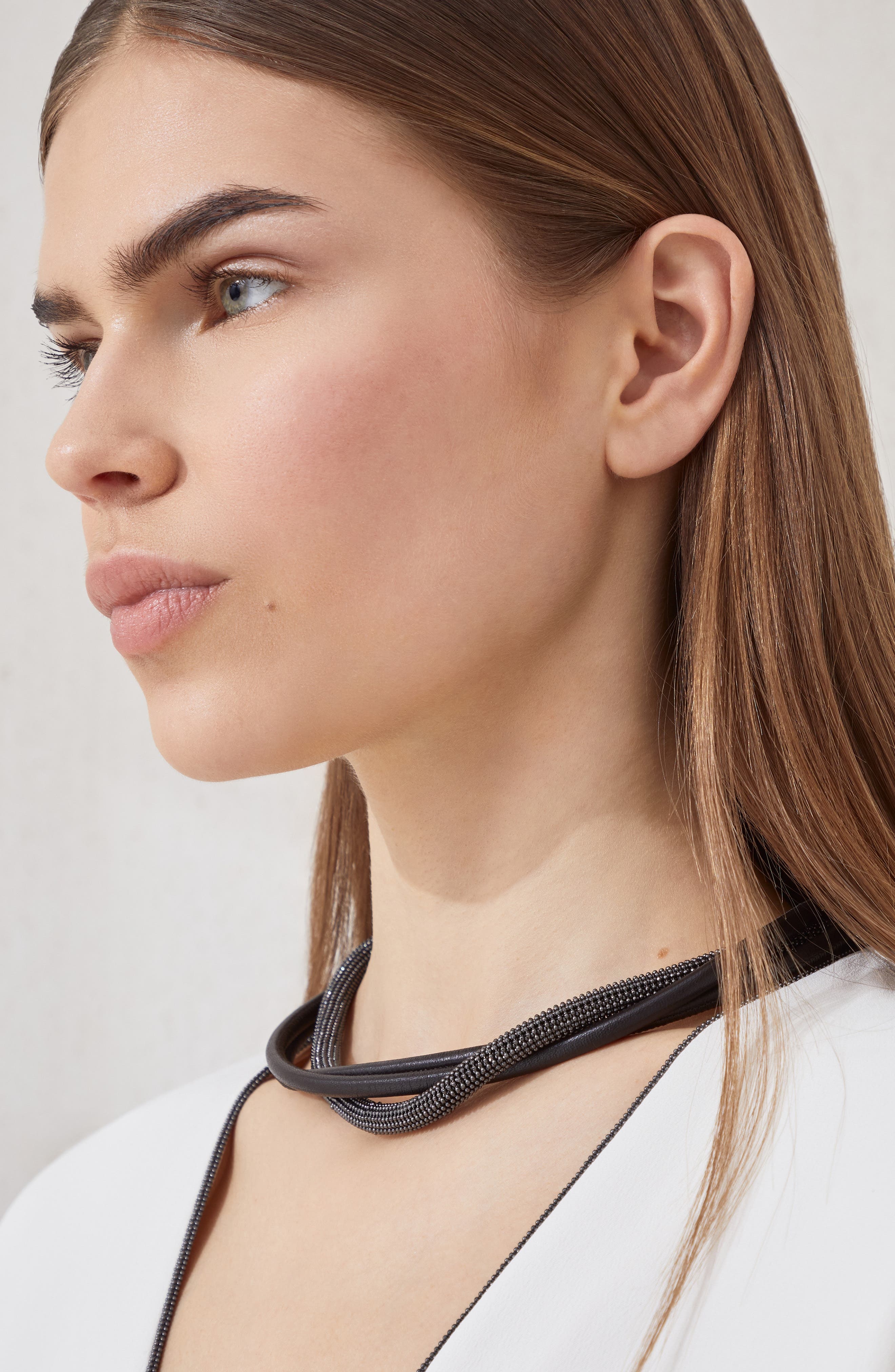 Brunello Cucinelli Precious leather choker in Black at Nordstrom - 4