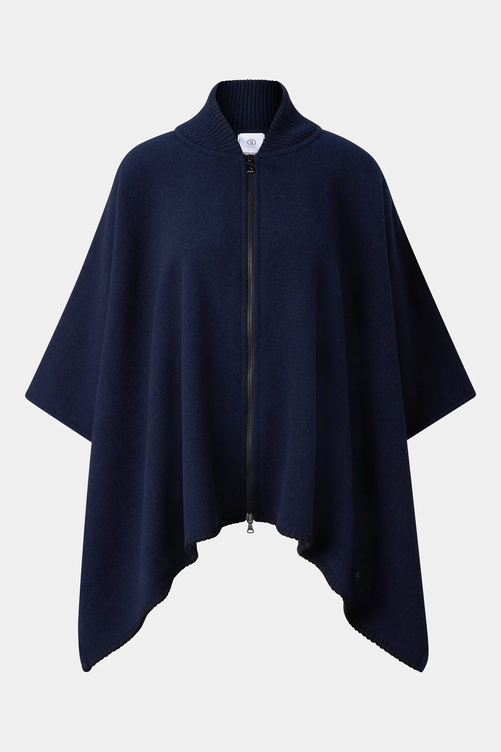 Nellie Wool Mix Poncho in Navy - 1