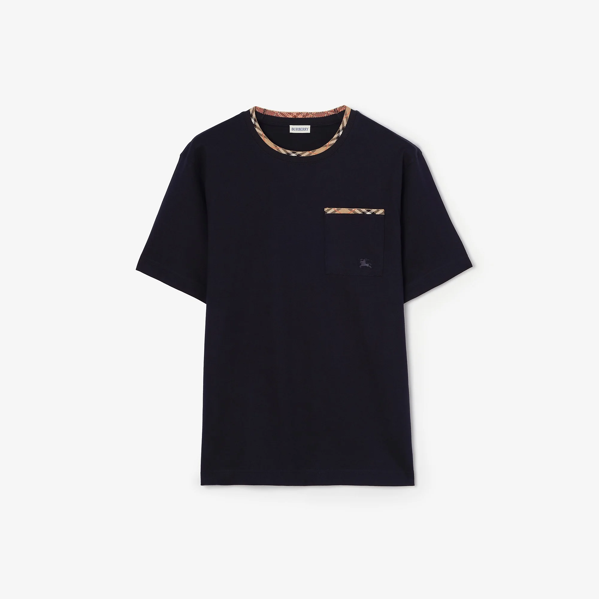 Check Trim Cotton T-shirt - 1