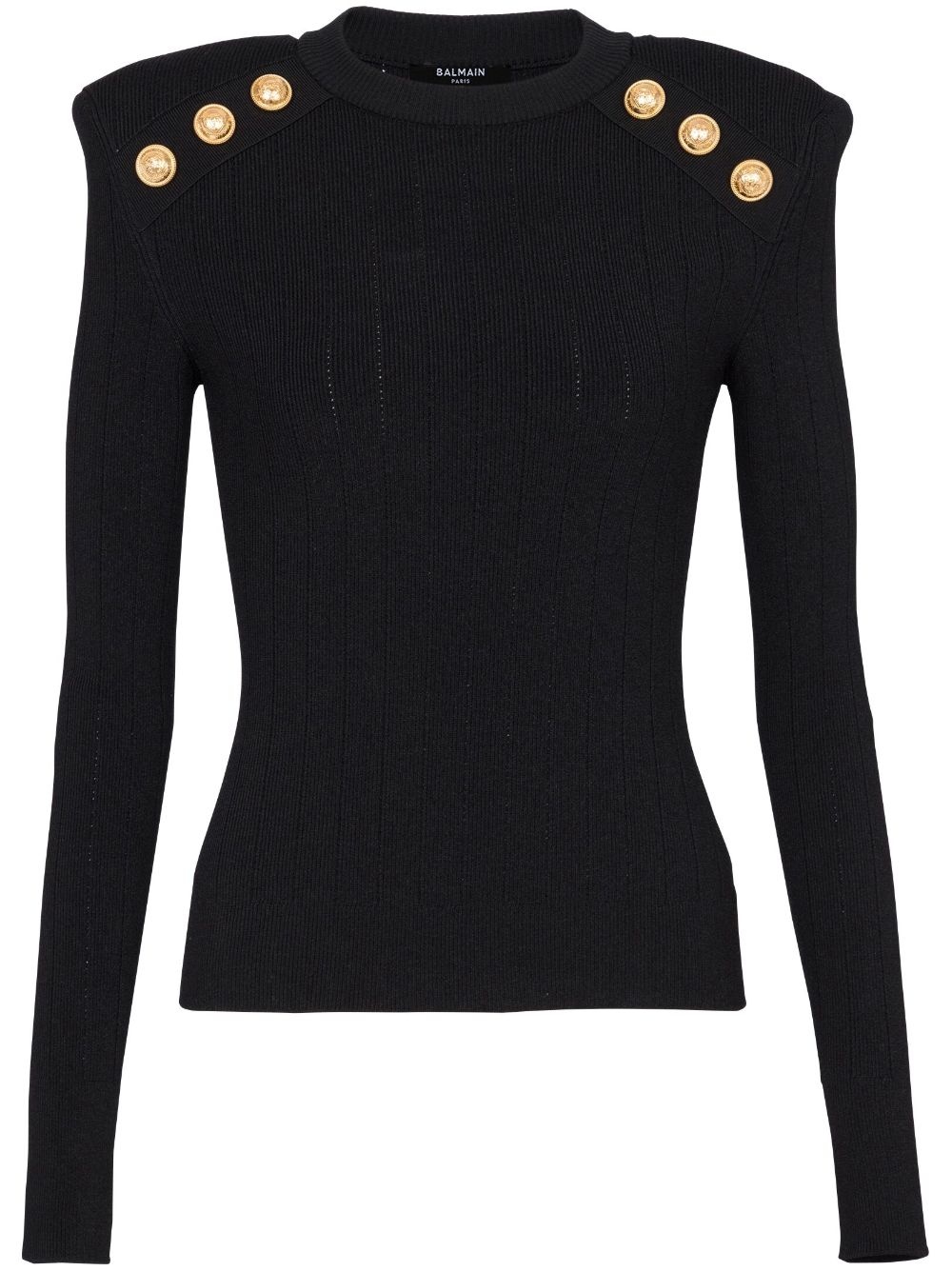 button-embellished round neck jumper - 1