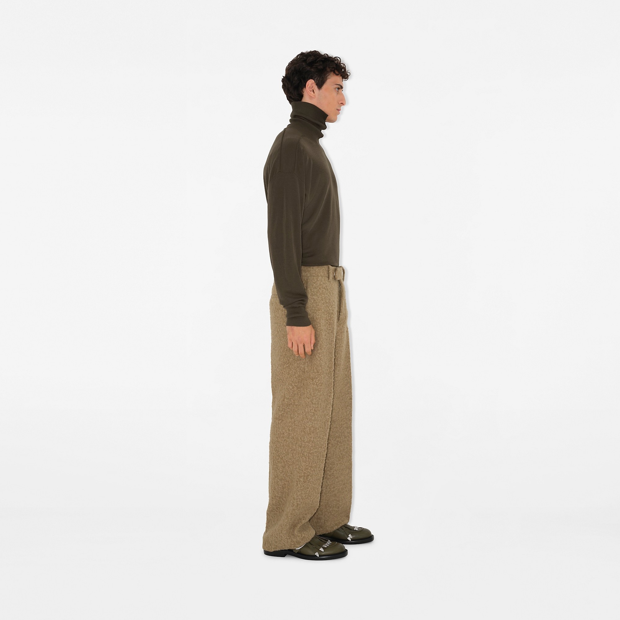 Linen Wool Blend Tailored Trousers - 3