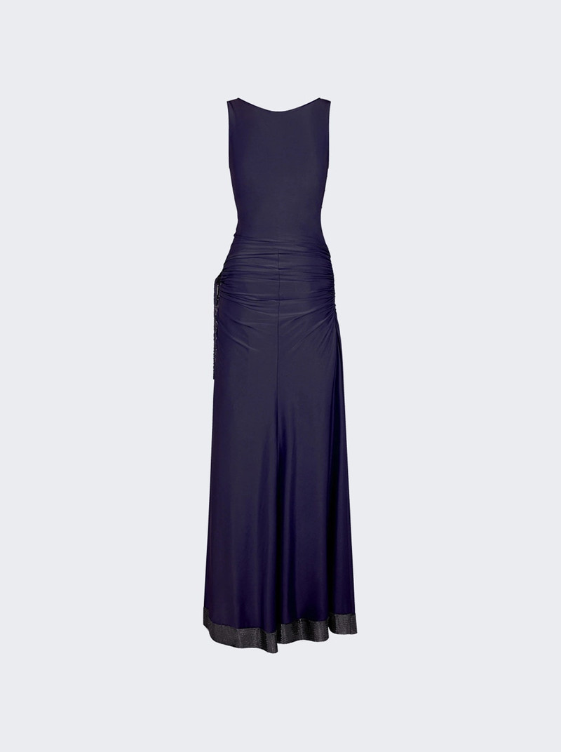 rabanne Long Mesh And Jersey Dress Deep Navy outlook