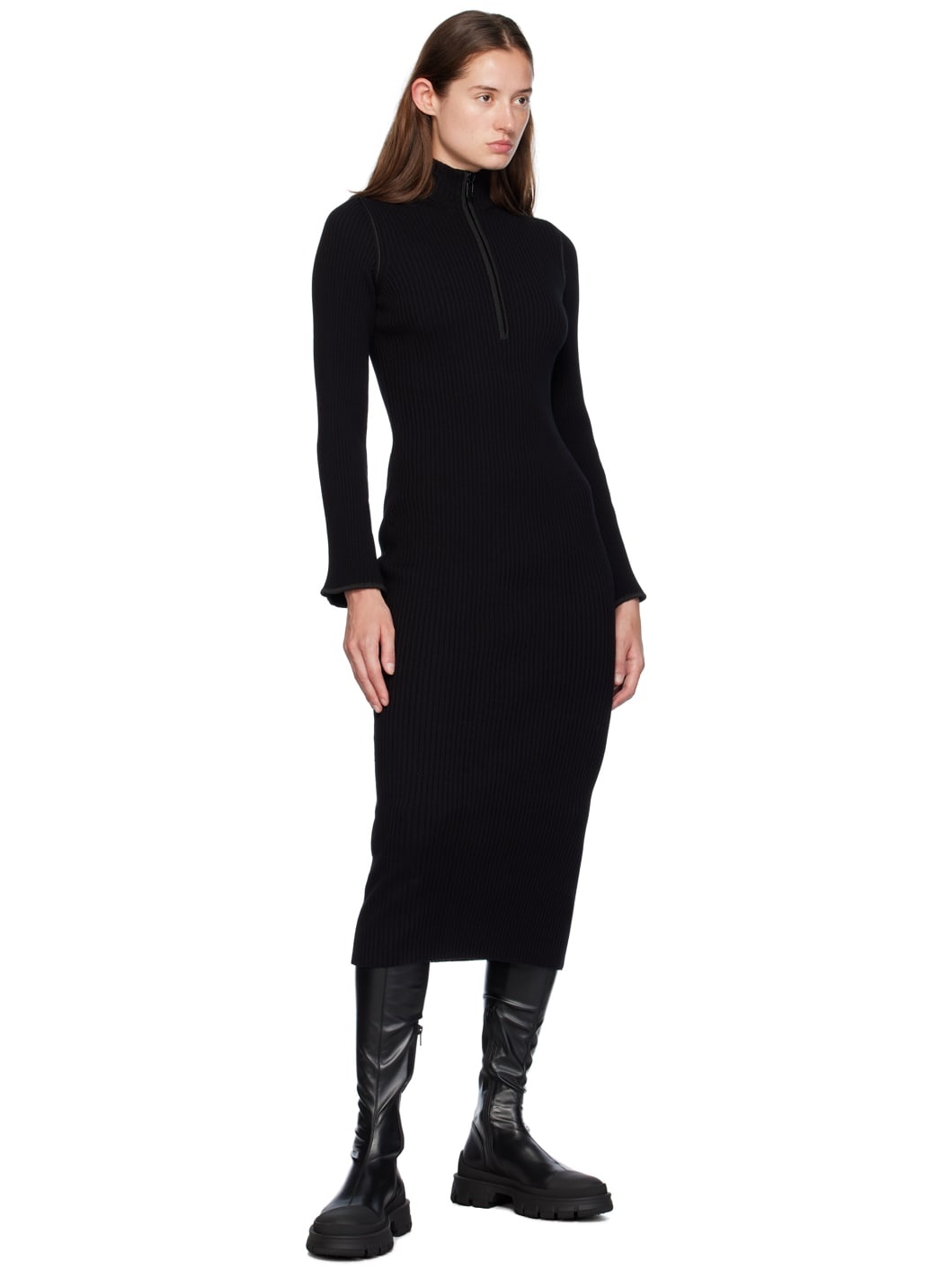 Black Wool Midi Dress - 5