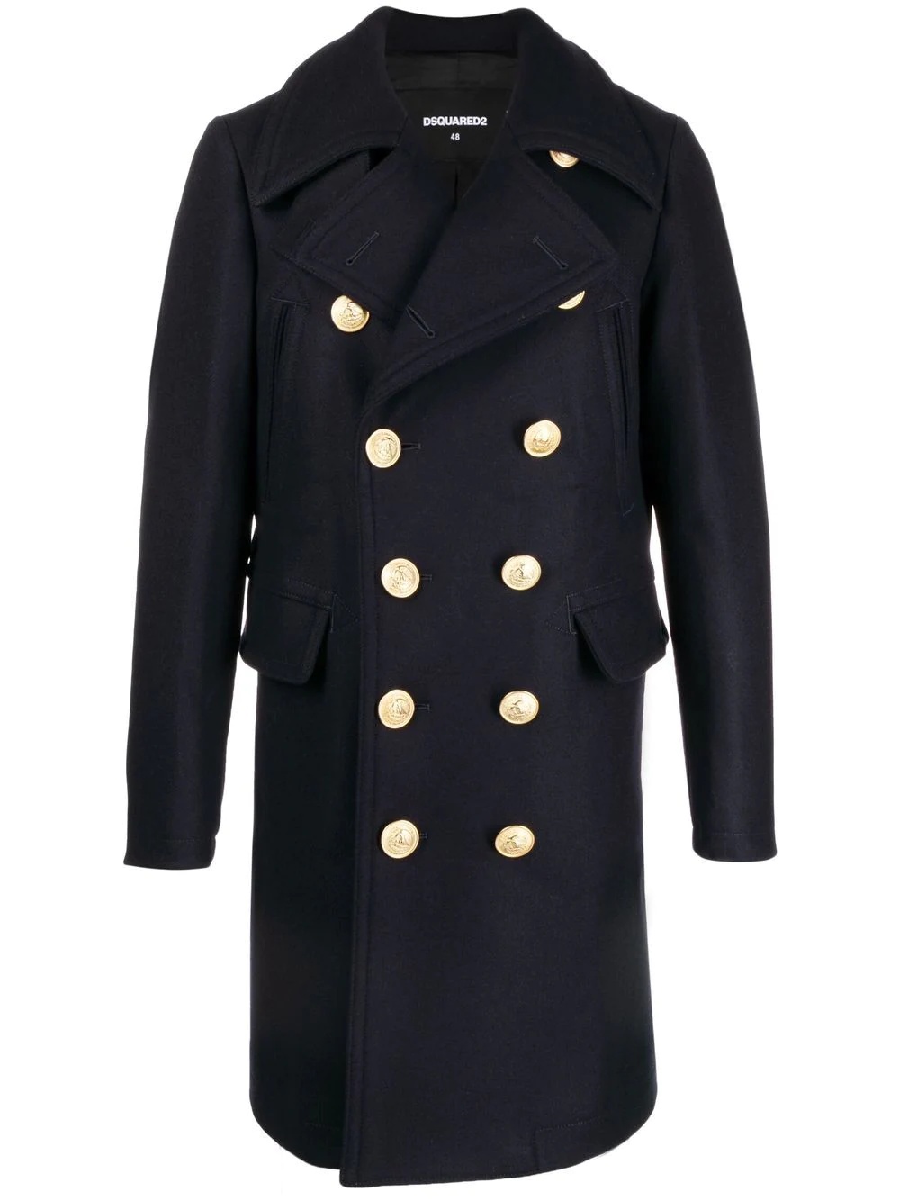 double-breasted wool coat - 1