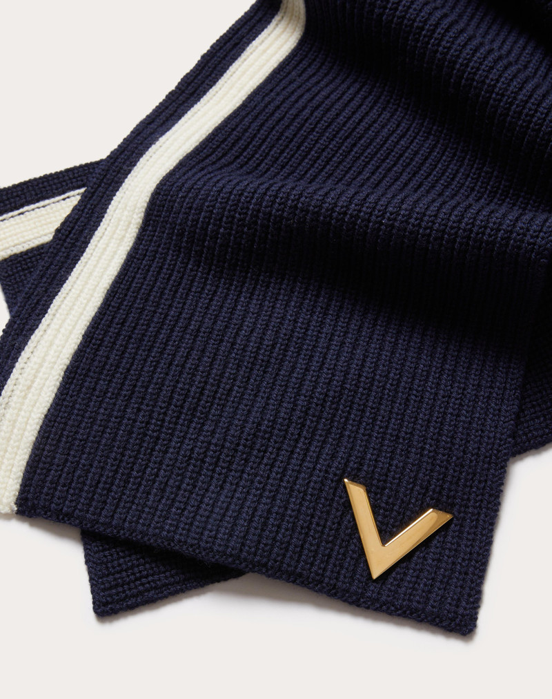 Valentino WOOL SCARF WITH METAL V APPLIQUÉ outlook