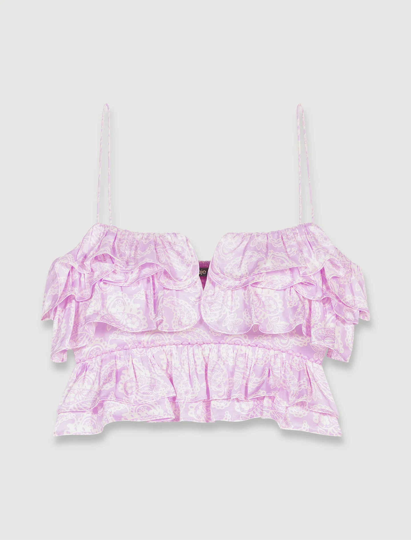 Patterned ruffled crop top - 1