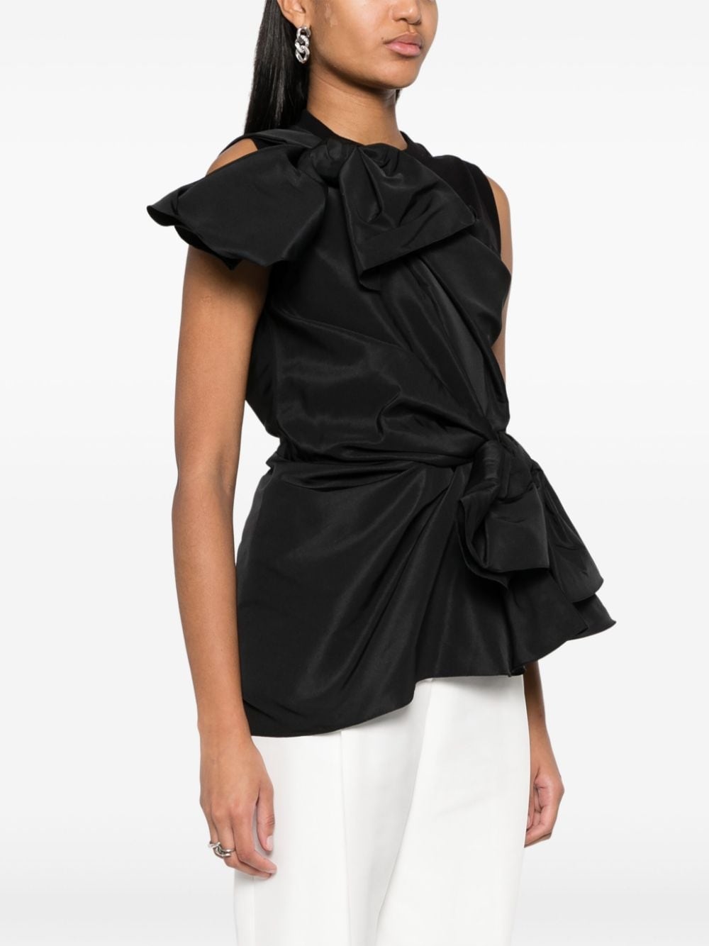 bow-detail sleeveless blouse - 3