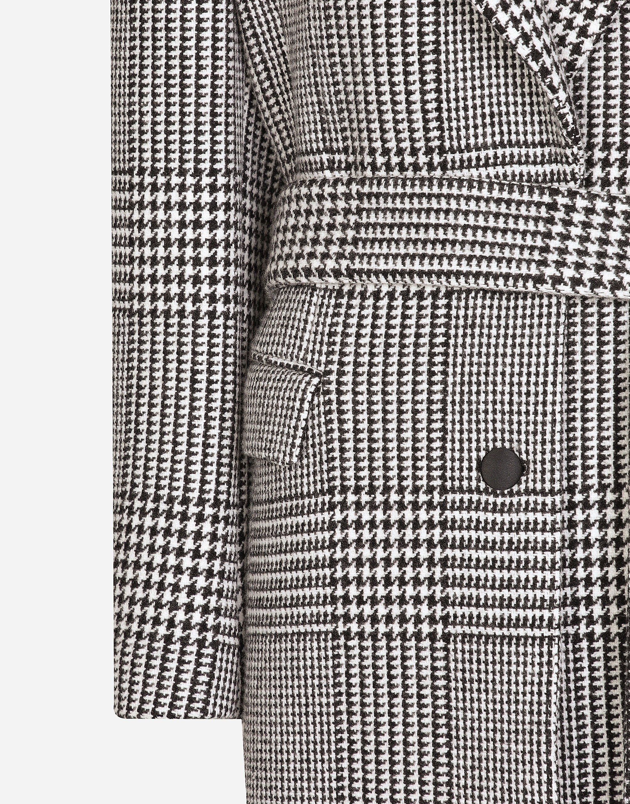 Single-breasted houndstooth check coat with belt - 5
