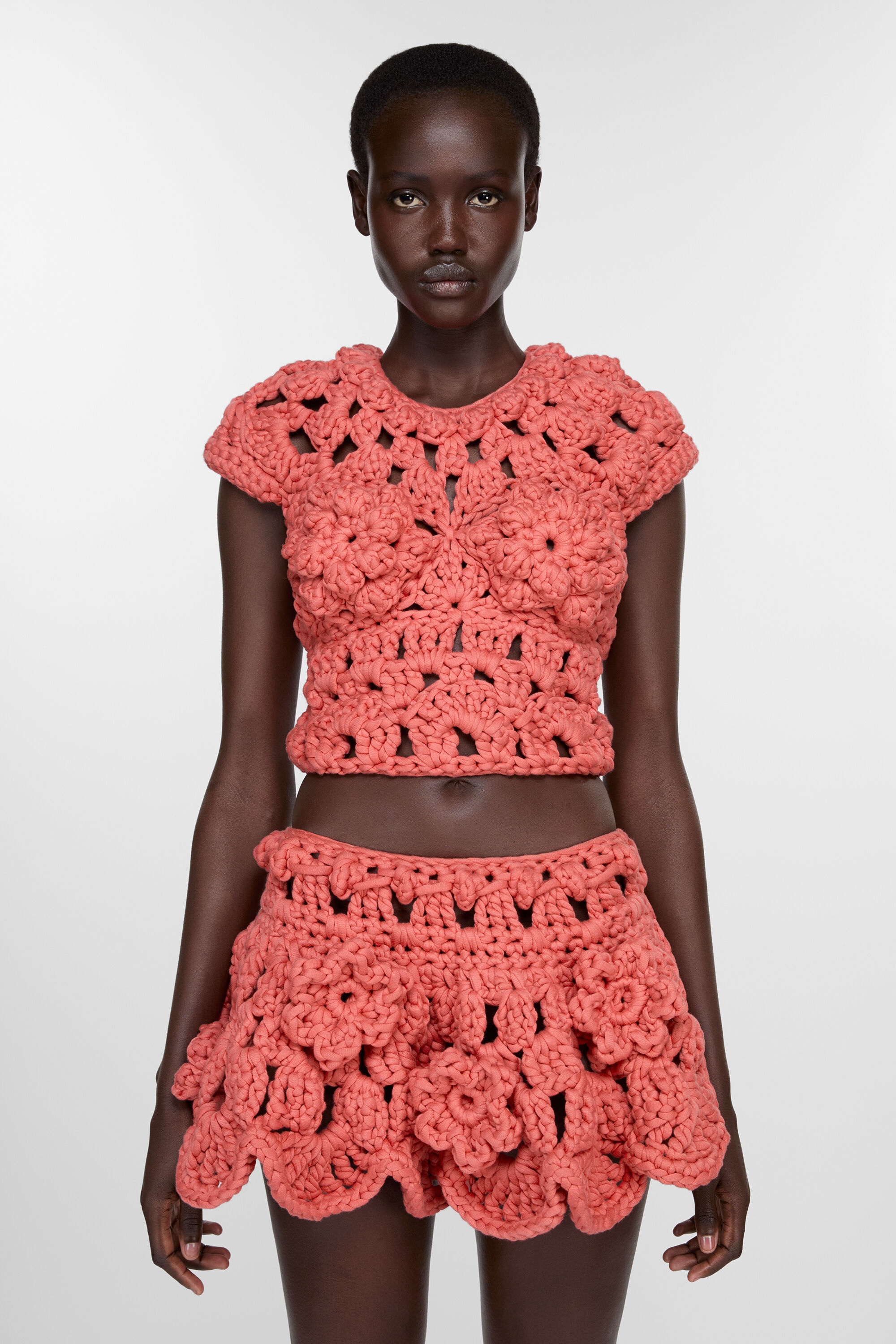 Crochet top - Coral red - 2