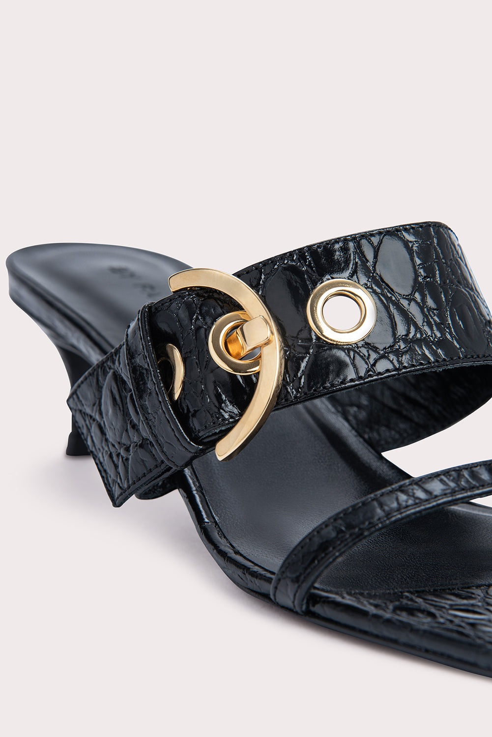 Bettina Black Circular Croco Embossed Leather - 3