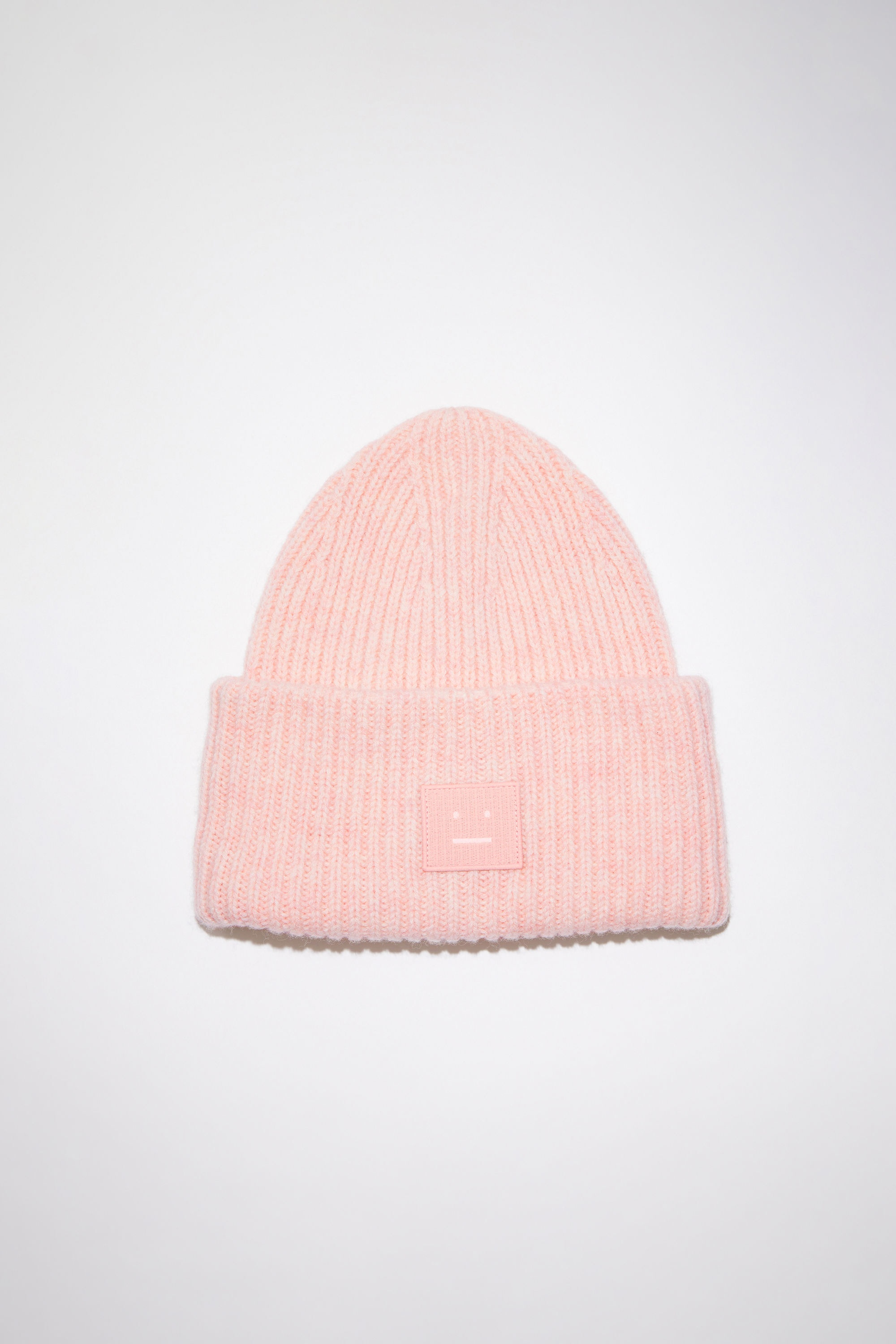 Ribbed knit beanie hat - Faded pink melange - 1
