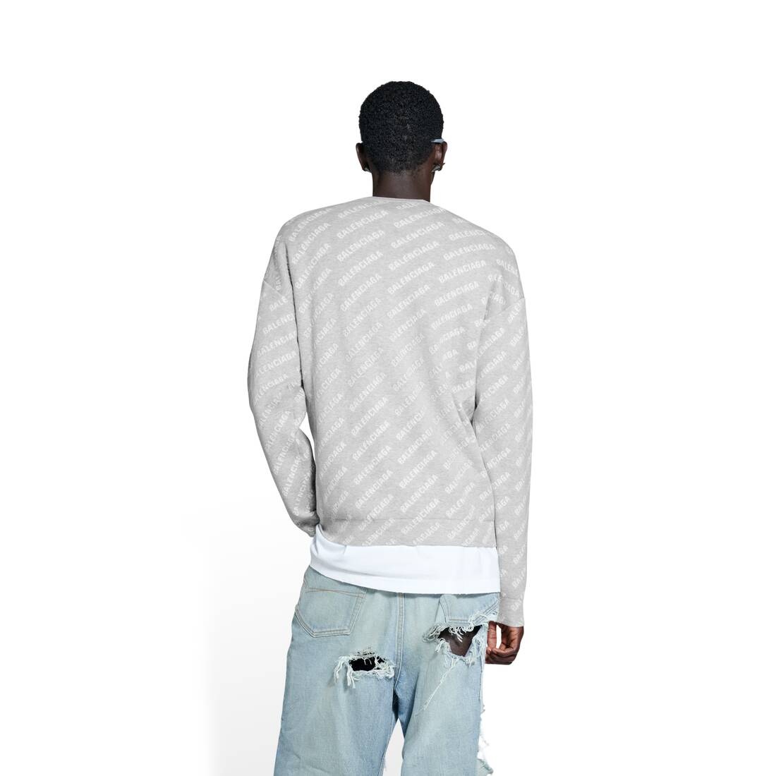 Men's Mini Allover Logo Sweater in Grey - 4