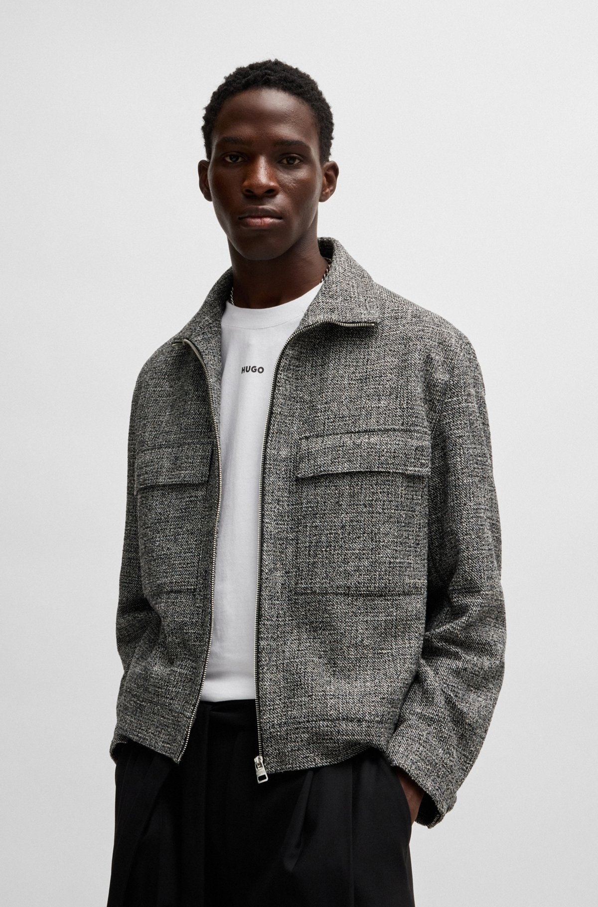 MODERN-FIT JACKET IN MOULINÉ TWEED - 2