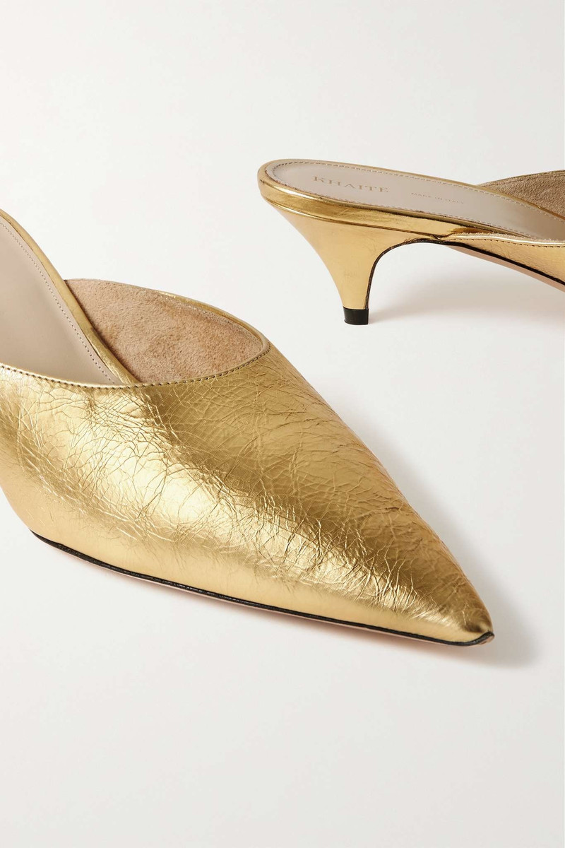 River metallic crinkled-leather mules 4