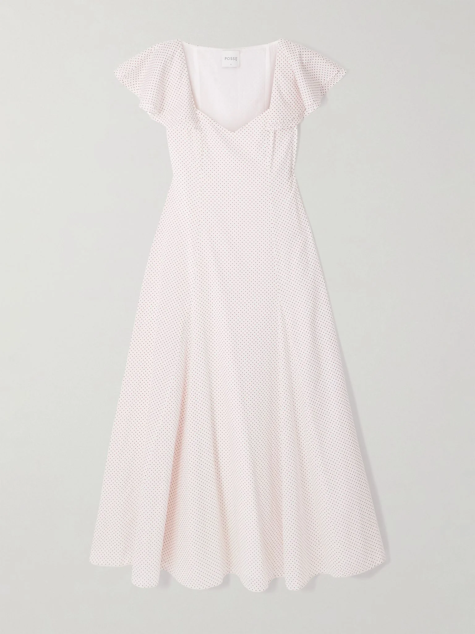 Marlowe ruffled polka-dot cotton-voile midi dress Cream - 1