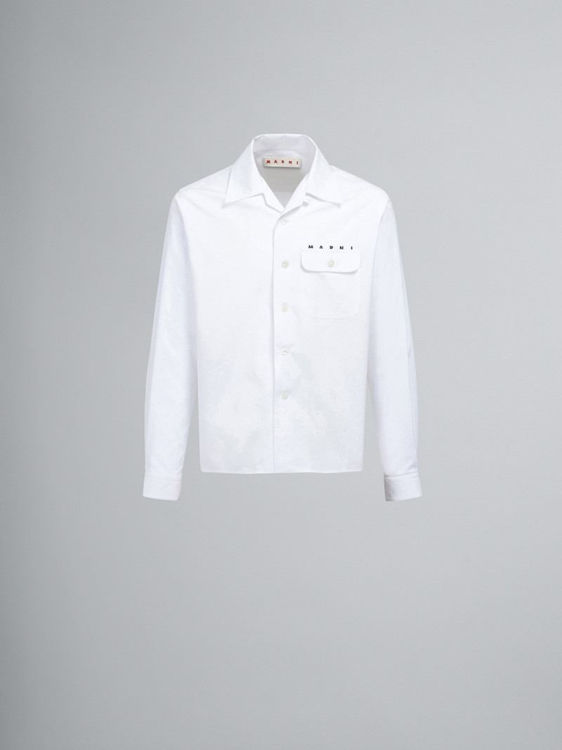 WHITE POPLIN LONG-SLEEVED LOGO BOWLING SHIRT 1