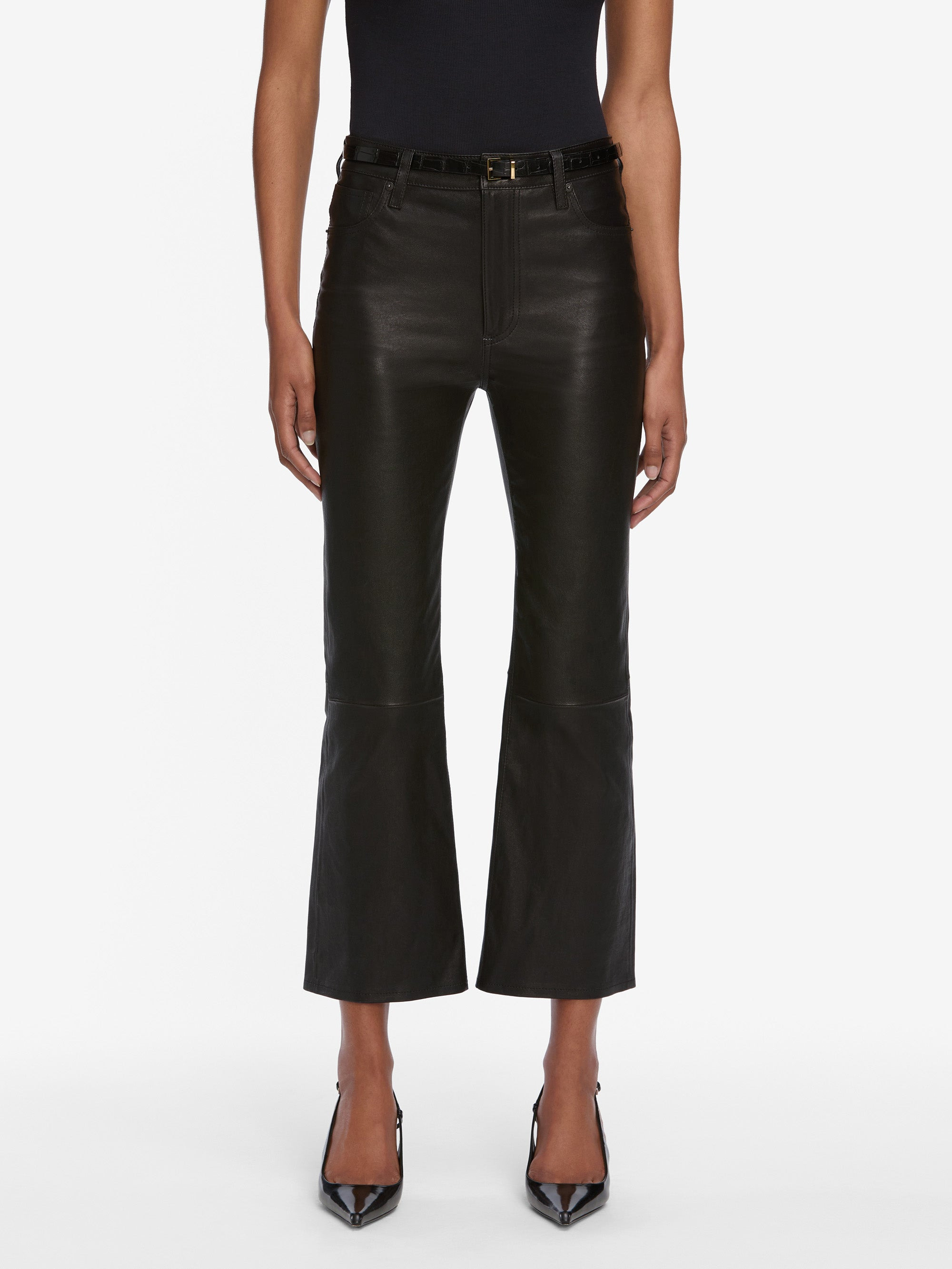 The Leather Reboot Crop in Black - 3
