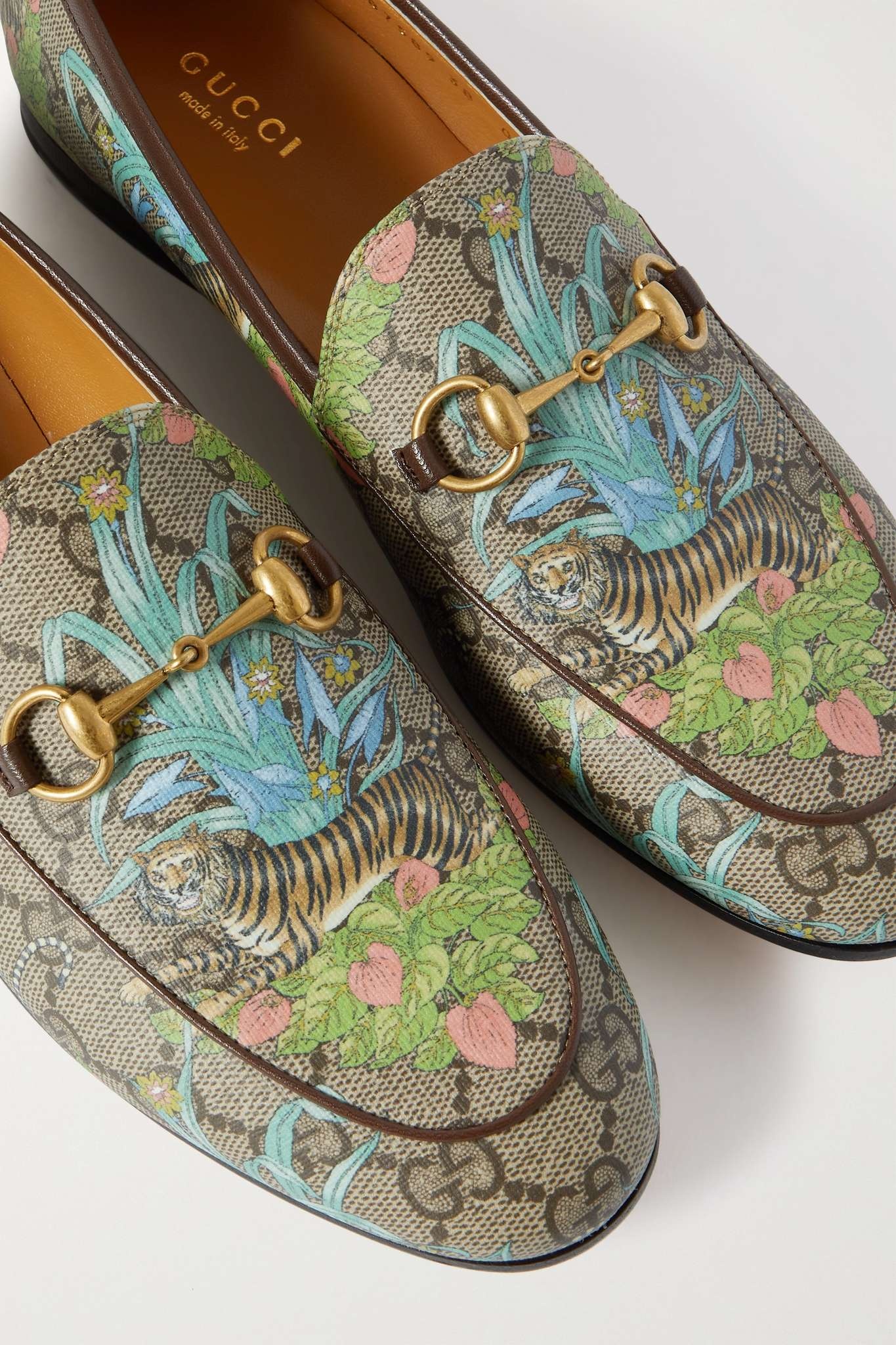 Jordaan horsebit-detailed leather-trimmed printed coated-canvas loafers - 4