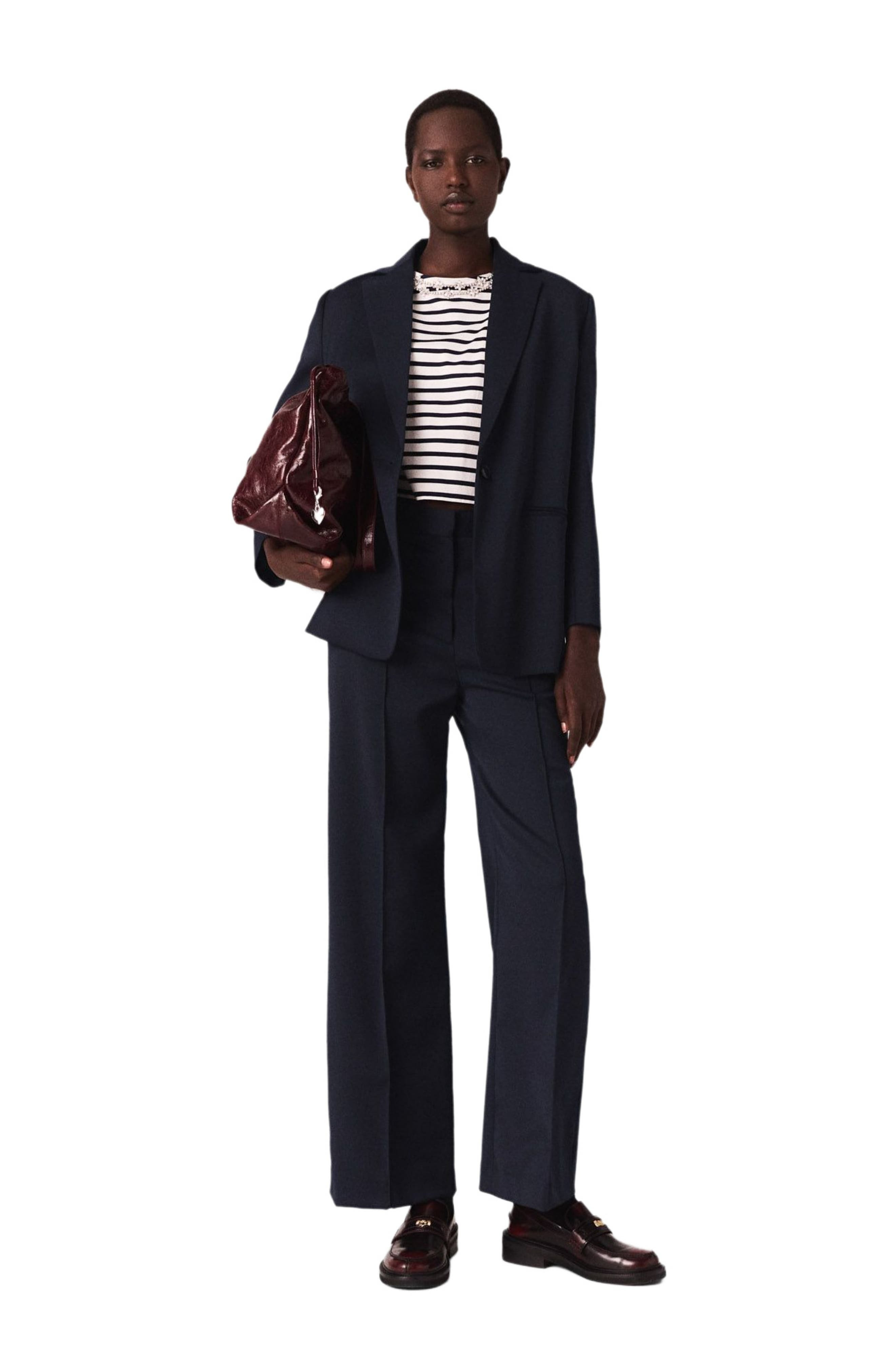 maje Suit jacket with pleated back in Navy at Nordstrom - 2