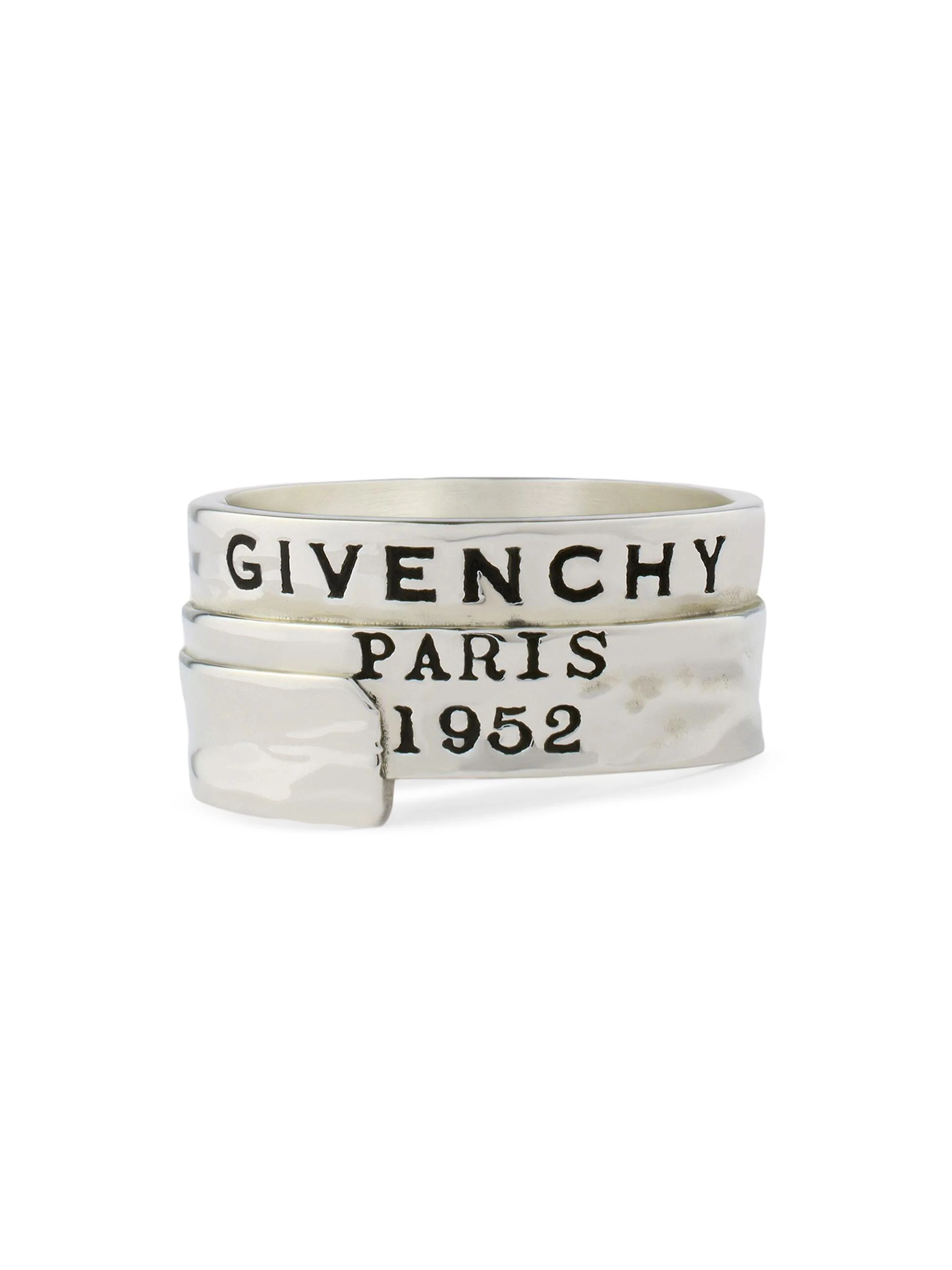 Men's Tape Ring in Metal and Enamel - Antic Silvery - 1