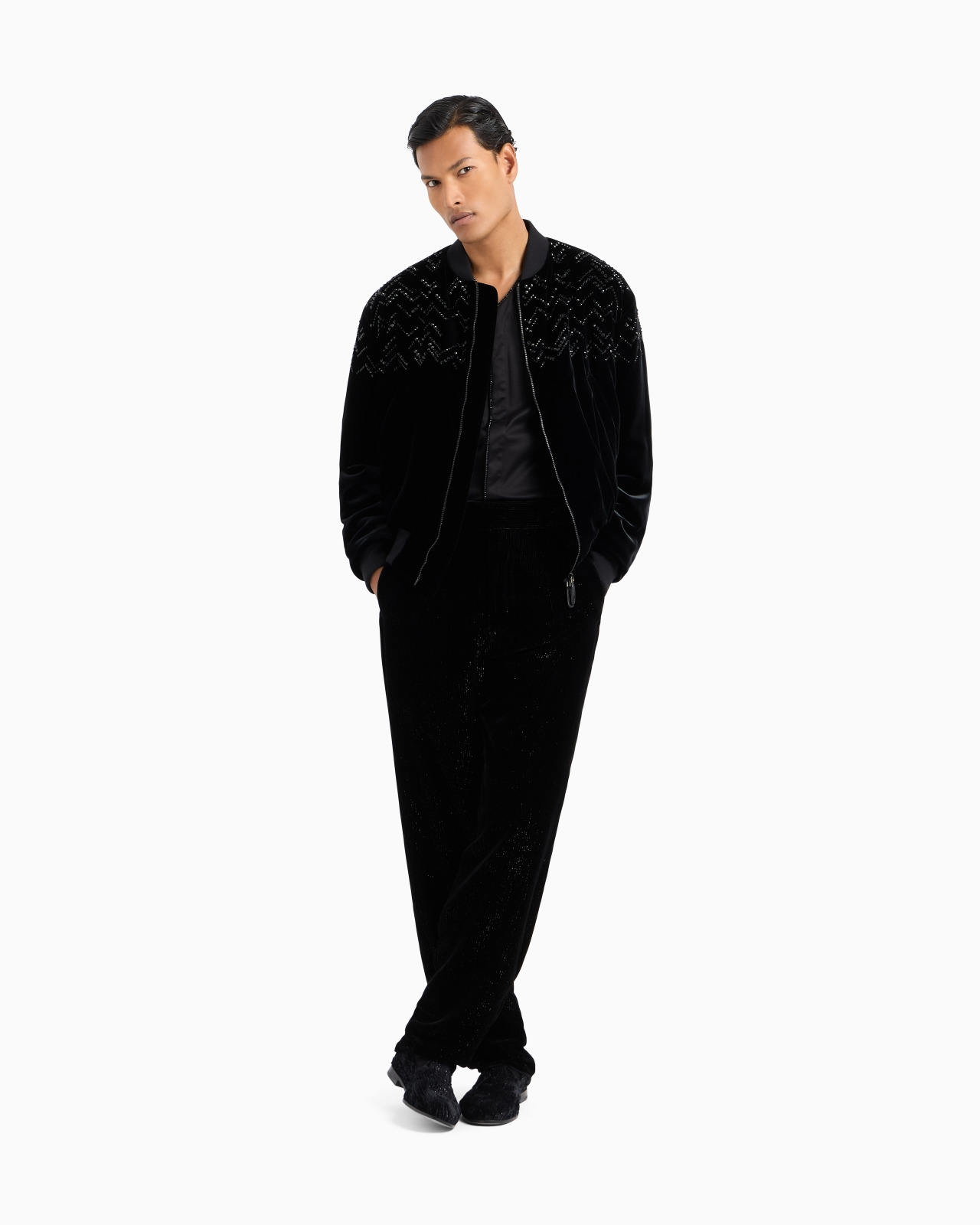 Giorgio’s velvet bomber jacket with applied rhinestones - 2