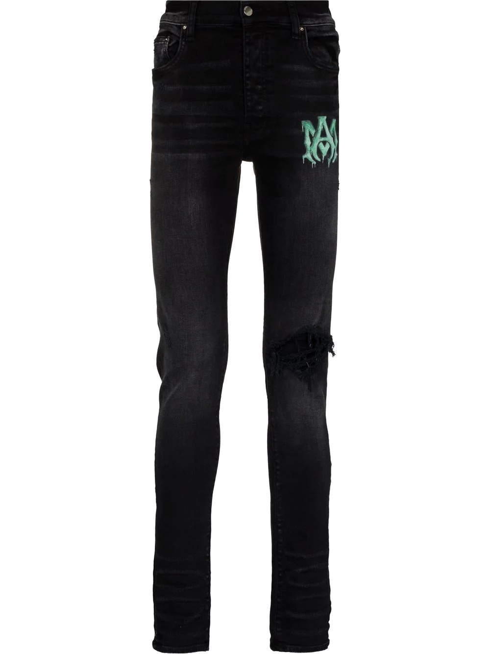 Watercolour logo-print skinny jeans - 1