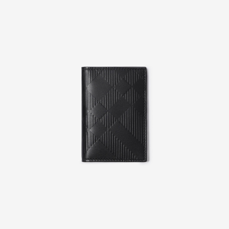Check Leather Folding Card Case 1