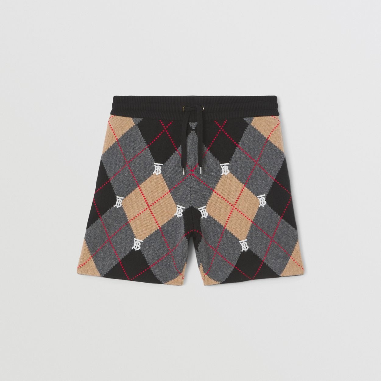 Monogram Motif Argyle Intarsia Wool Cashmere Shorts - 1