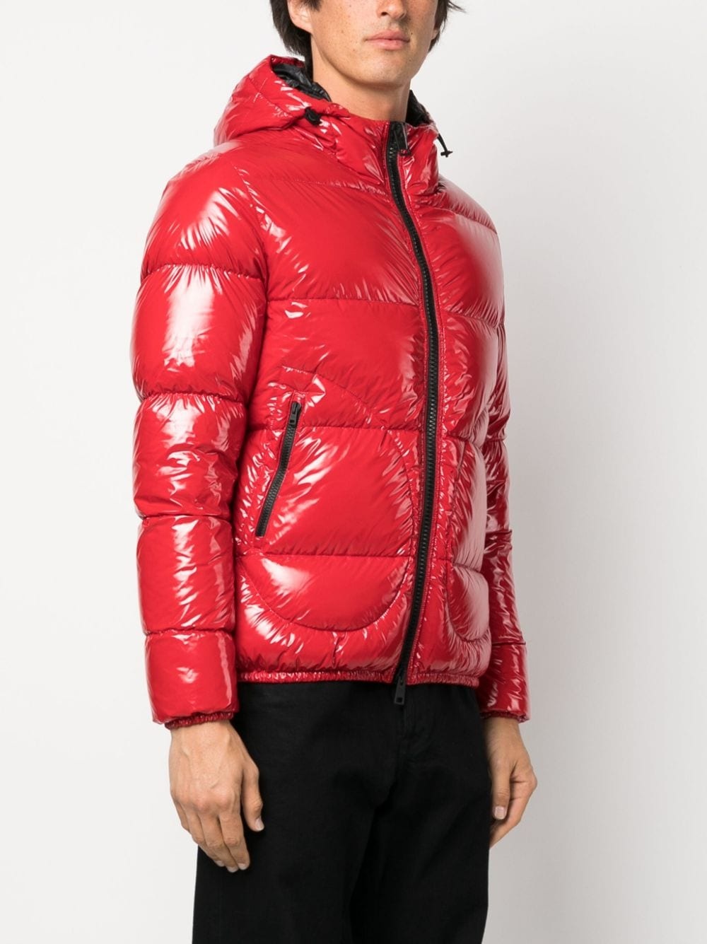 logo-patch padded hooded jacket - 3