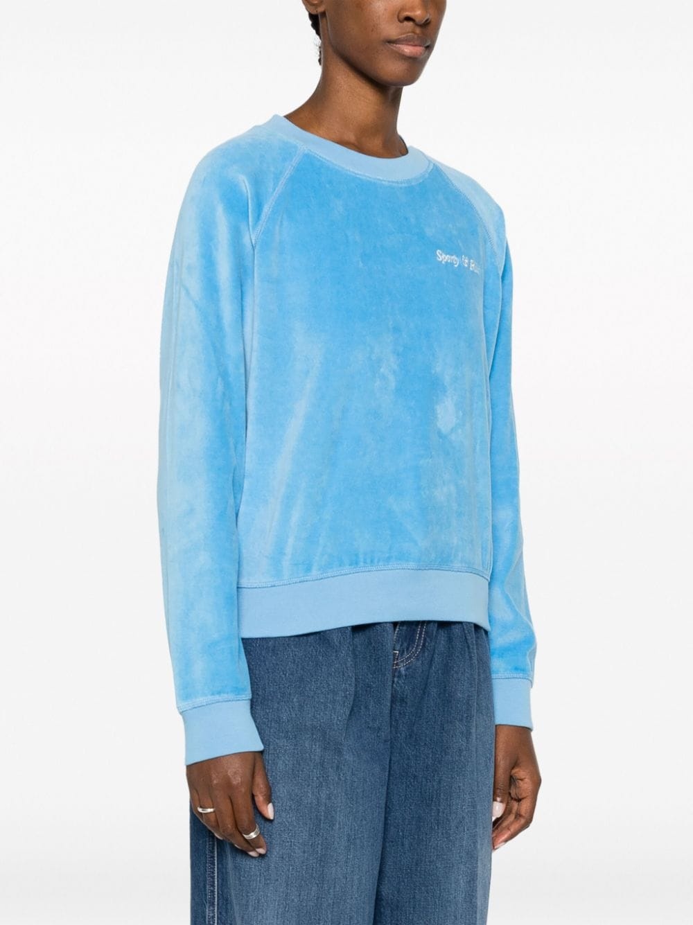 logo-embroidered velvet sweatshirt - 3