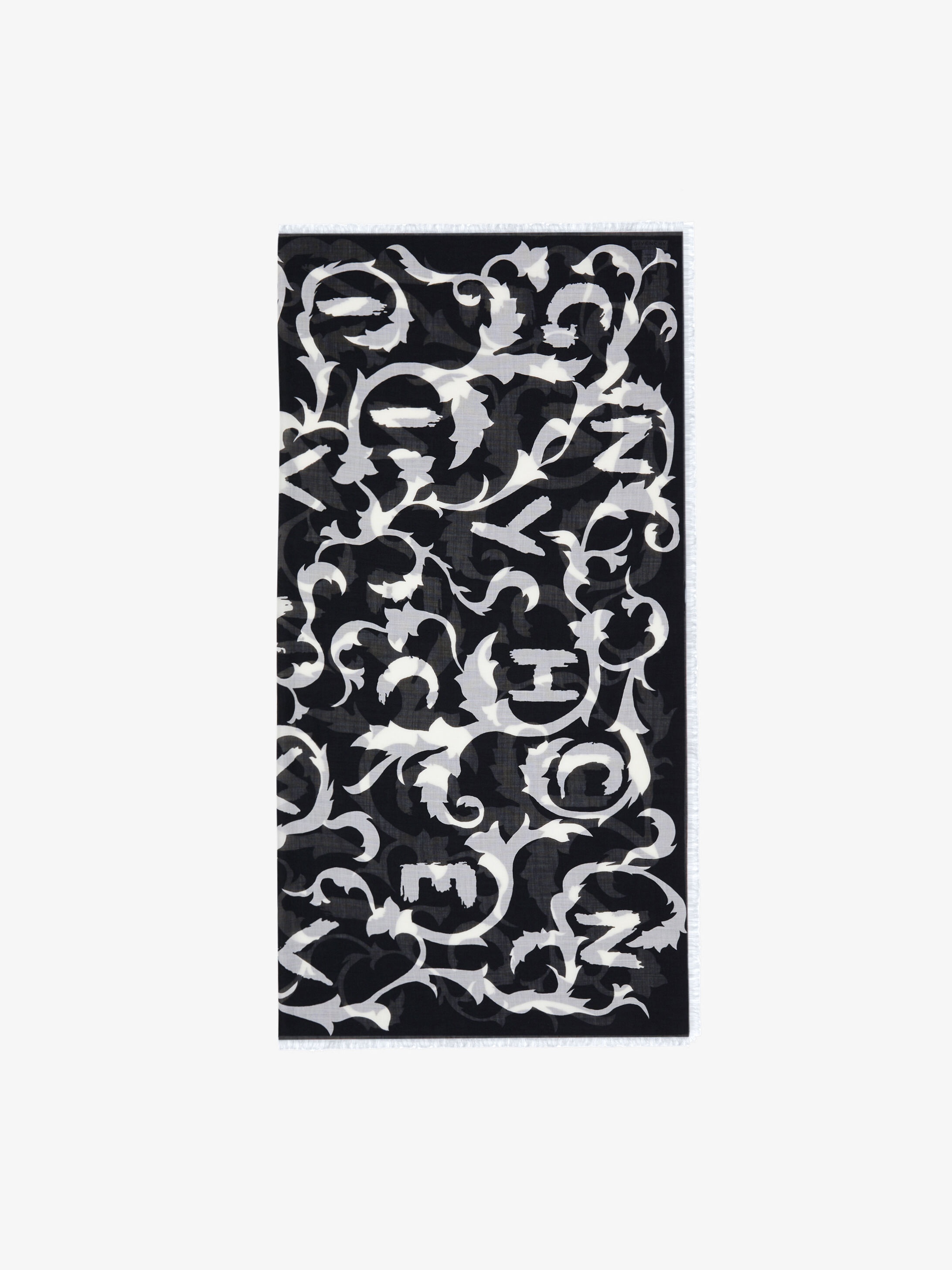 Scarf in floral printed cashmere and silk - 3