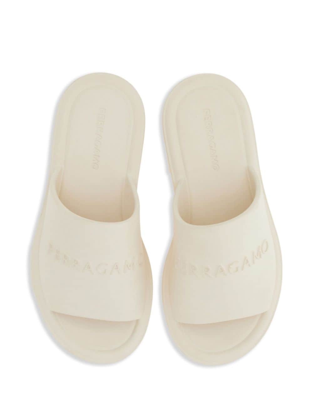 logo-debossed open-toe slides - 4