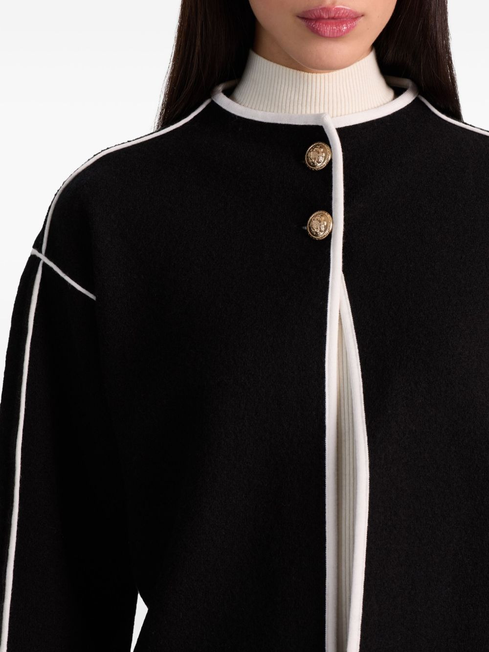 Pearson collared piped-trim sweater jacket - 5
