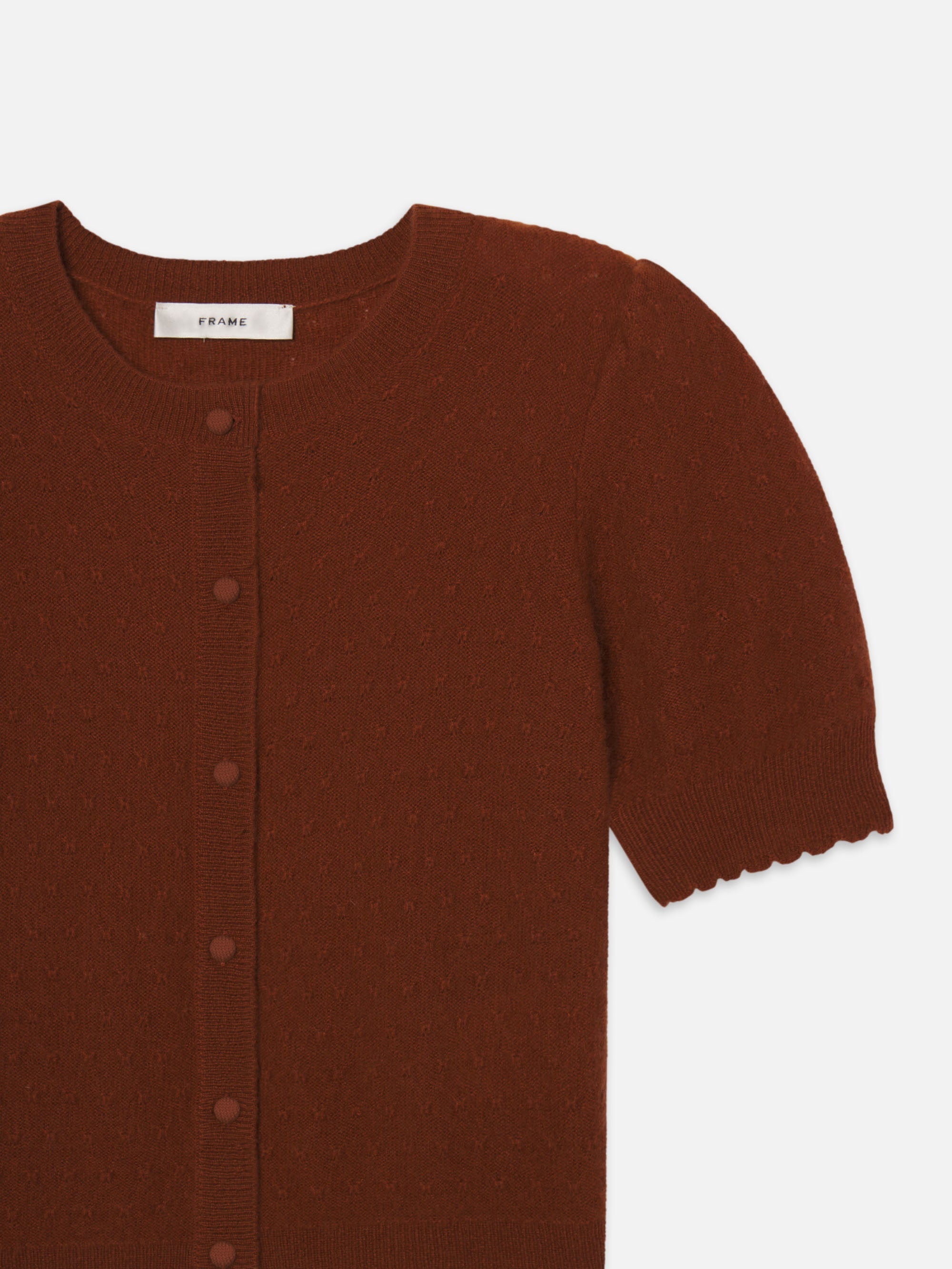 The Cashmere Pointelle Cardi in Chestnut - 3