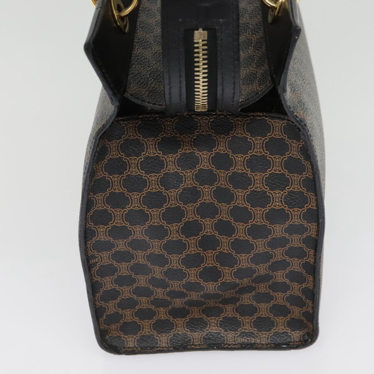CELINE Macadam Canvas Hand Bag Pvc Leather Black Gold - 4