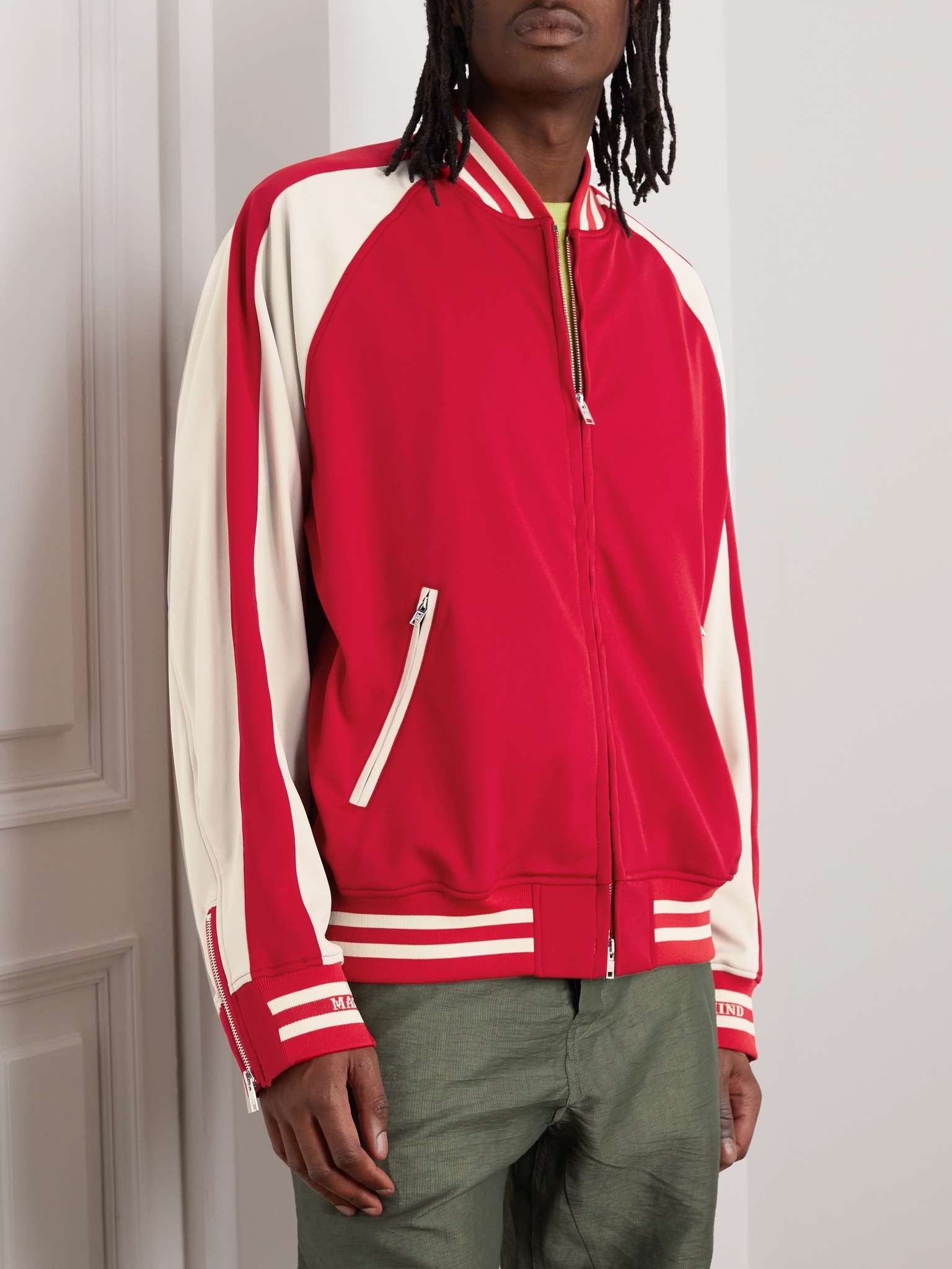 MASTERMIND WORLD Embroidered Two-Tone Stretch-Jersey Bomber Jacket  