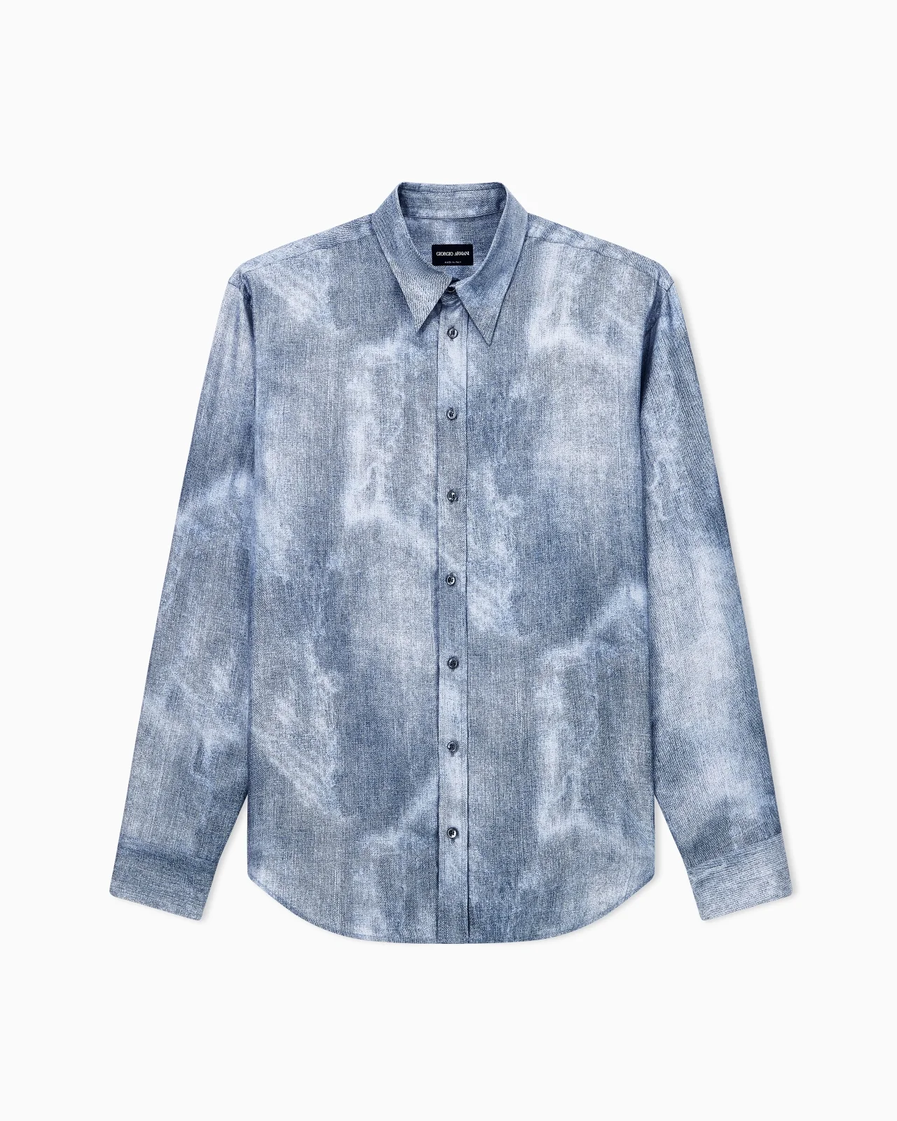 SHIRT REGULAR FIT IN SILK TWILL WITH DELAVÉ DENIM EFFECT - 1