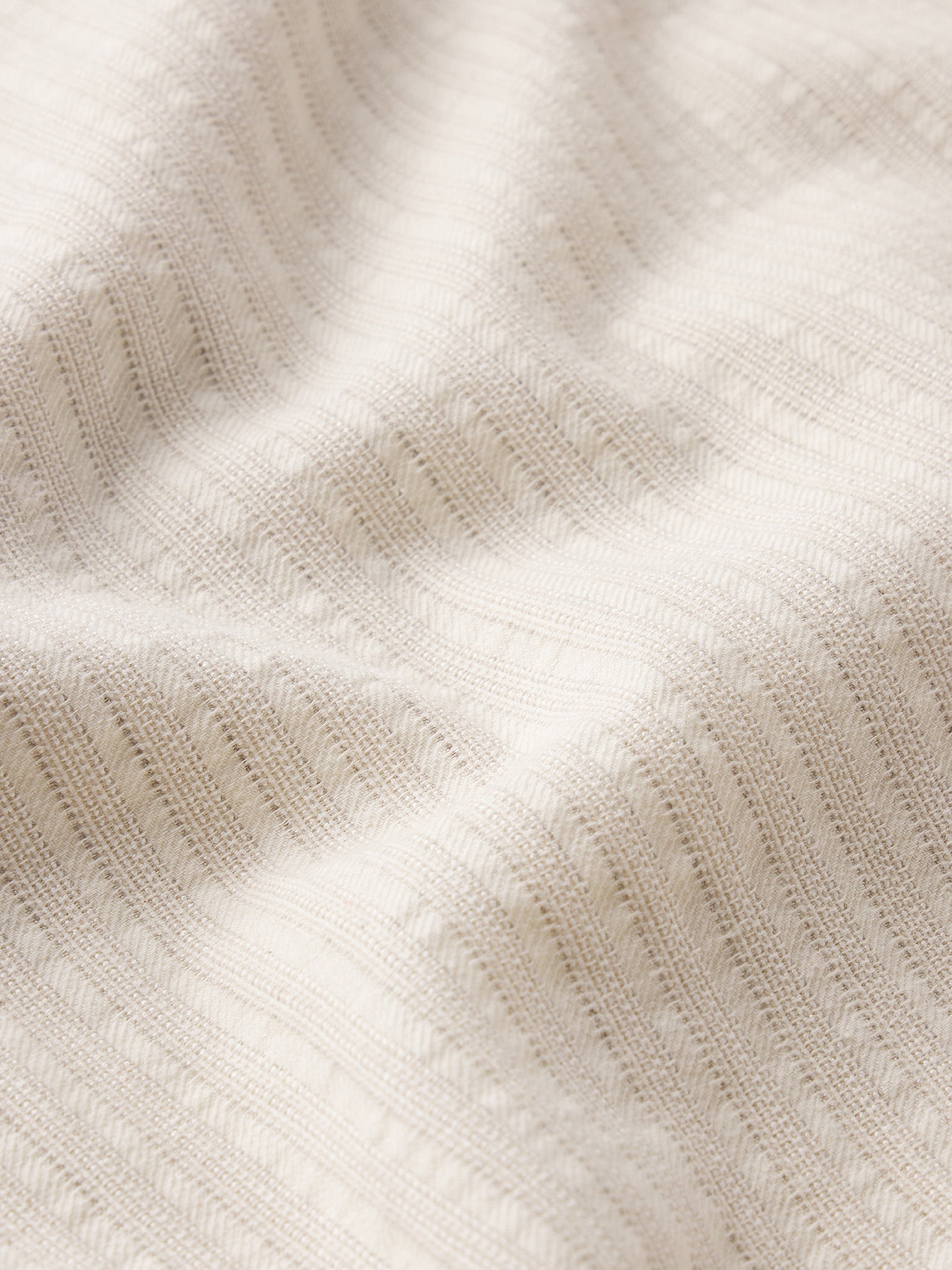 Jacquard Cotton S/S Shirt in White Sand - 3
