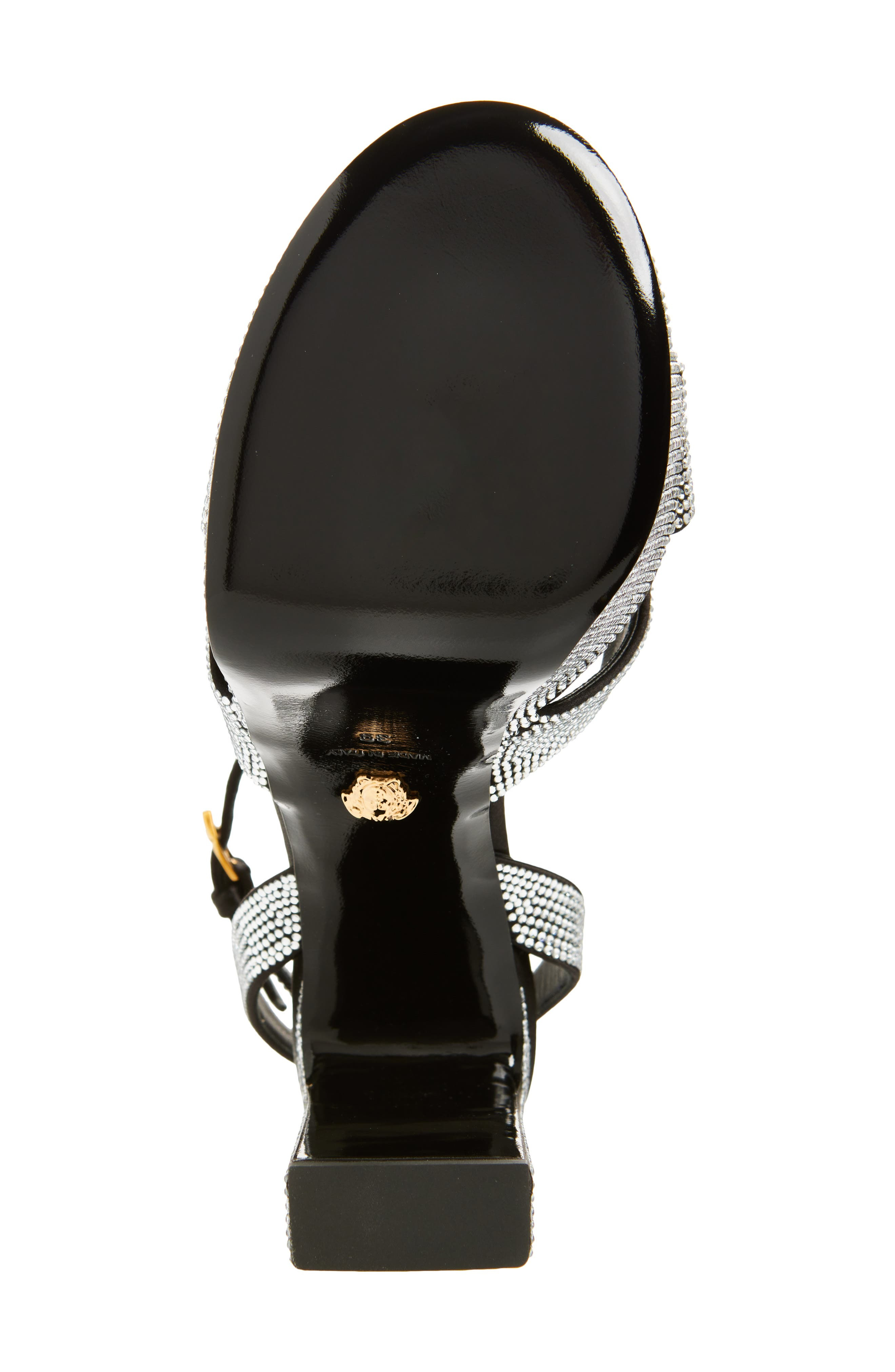 Versace Medusa Bow Platform Sandal in Black Crystal/Versace Gold at Nordstrom - 6