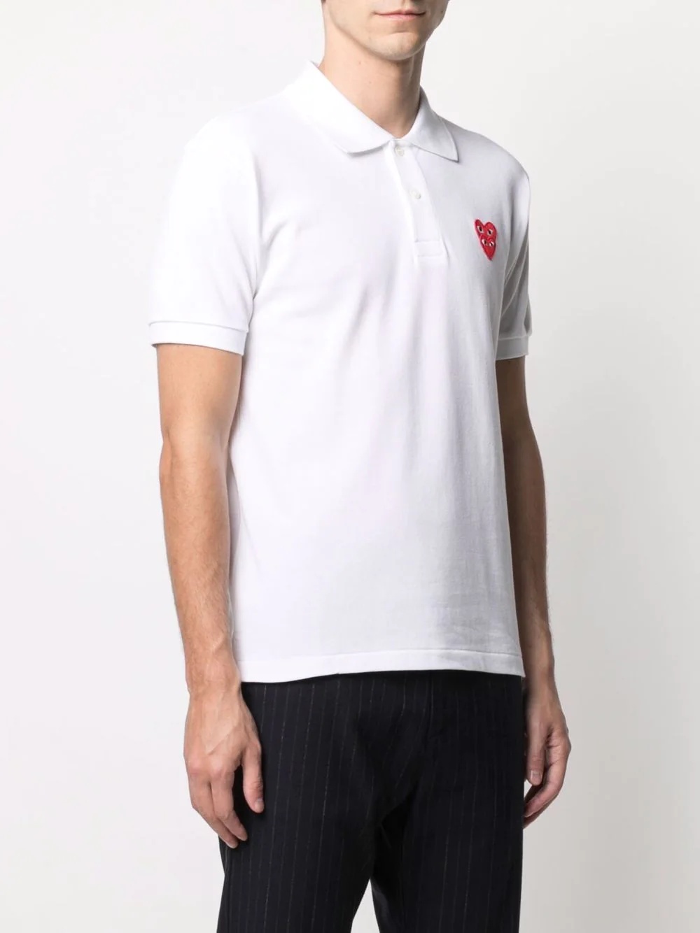 double-heart patch polo shirt - 3