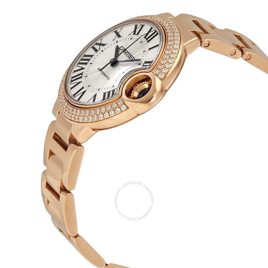 Pre-owned Cartier Ballon Bleu de Cartier Diamond Lacquered Silver Guilloche Dial Ladies Watch WE9020 - 2