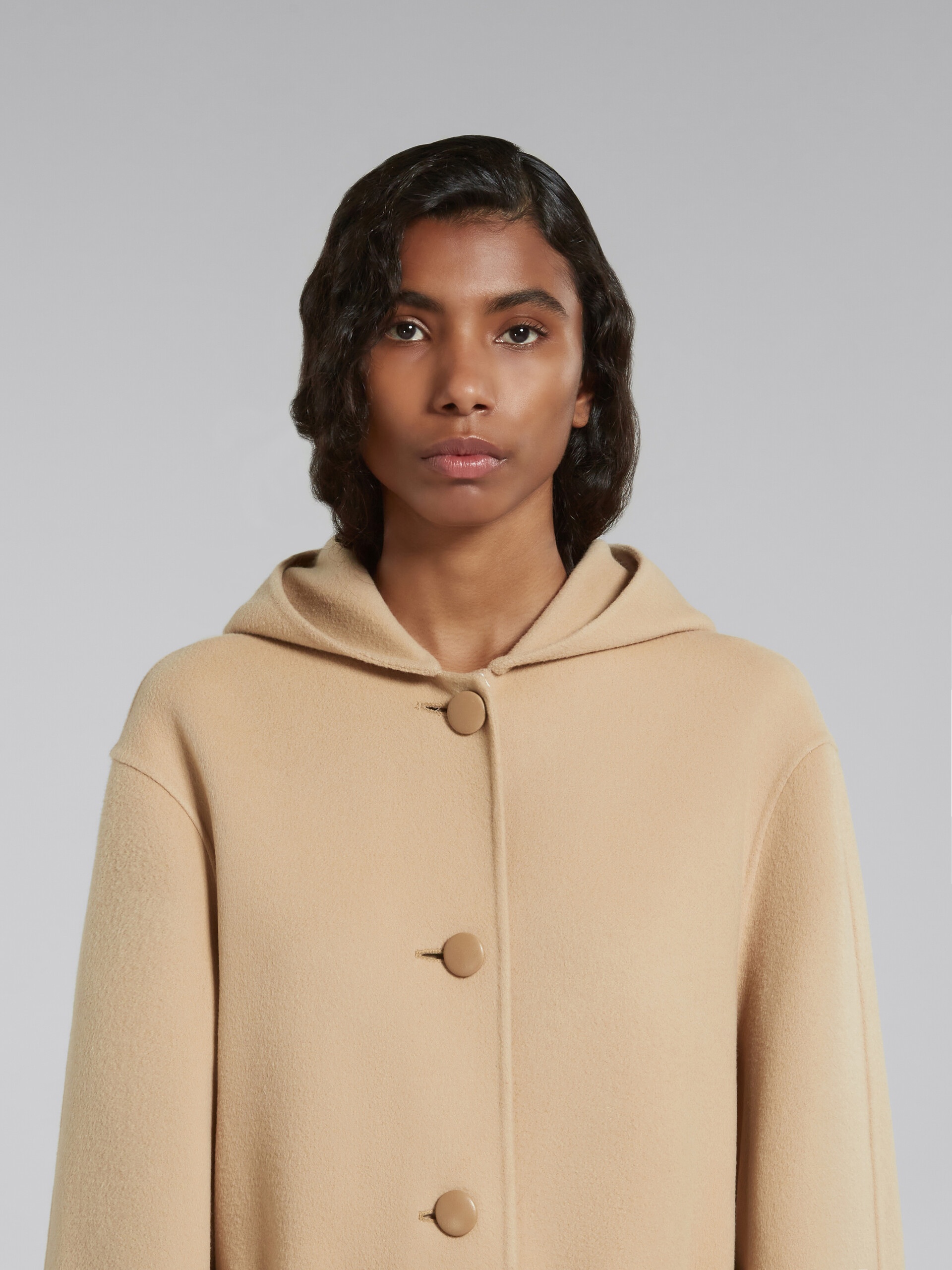BEIGE WOOL COAT WITH WAIST BELT - 4