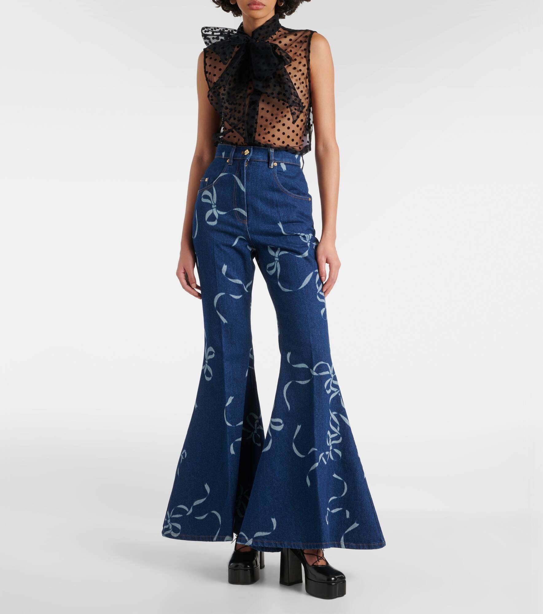 Printed flared jeans - 7